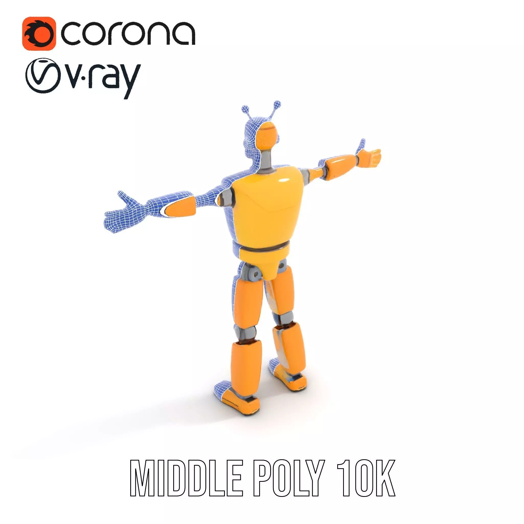 Yellow Robot Character model pack with Articulated Limbs Low-poly 3D model_21