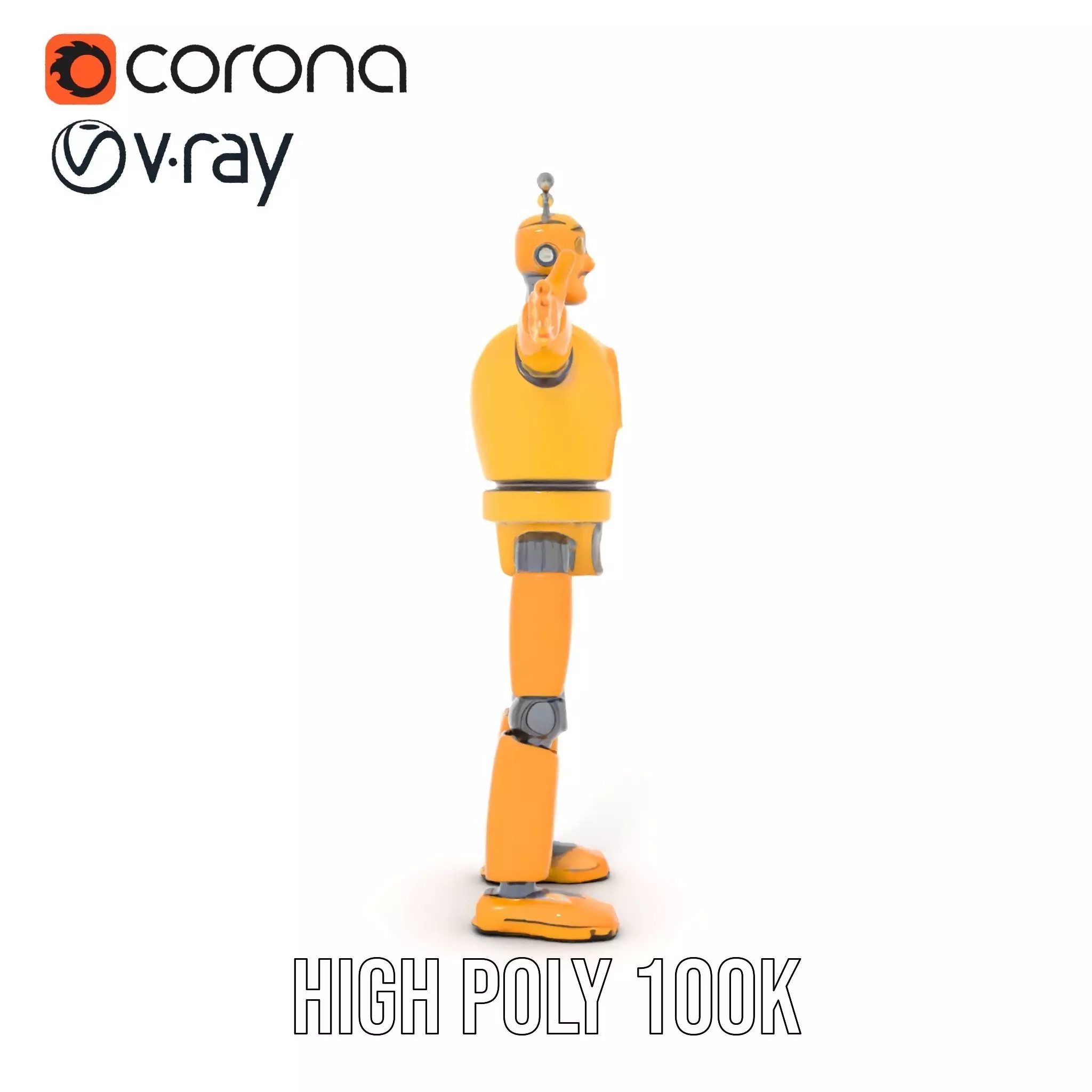 Yellow Robot Character model pack with Articulated Limbs Low-poly 3D model_26