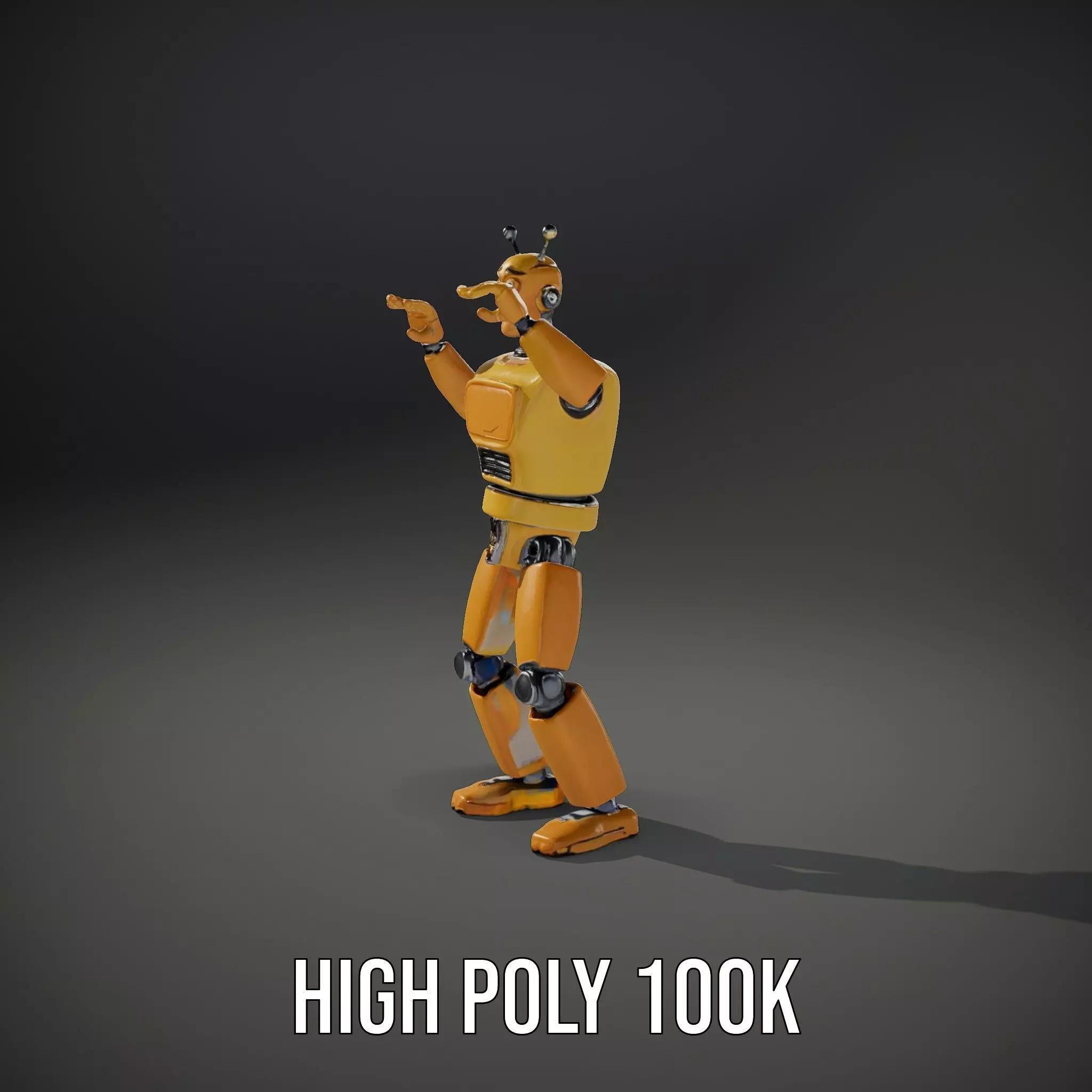 Yellow Robot Character model pack with Articulated Limbs Low-poly 3D model_20