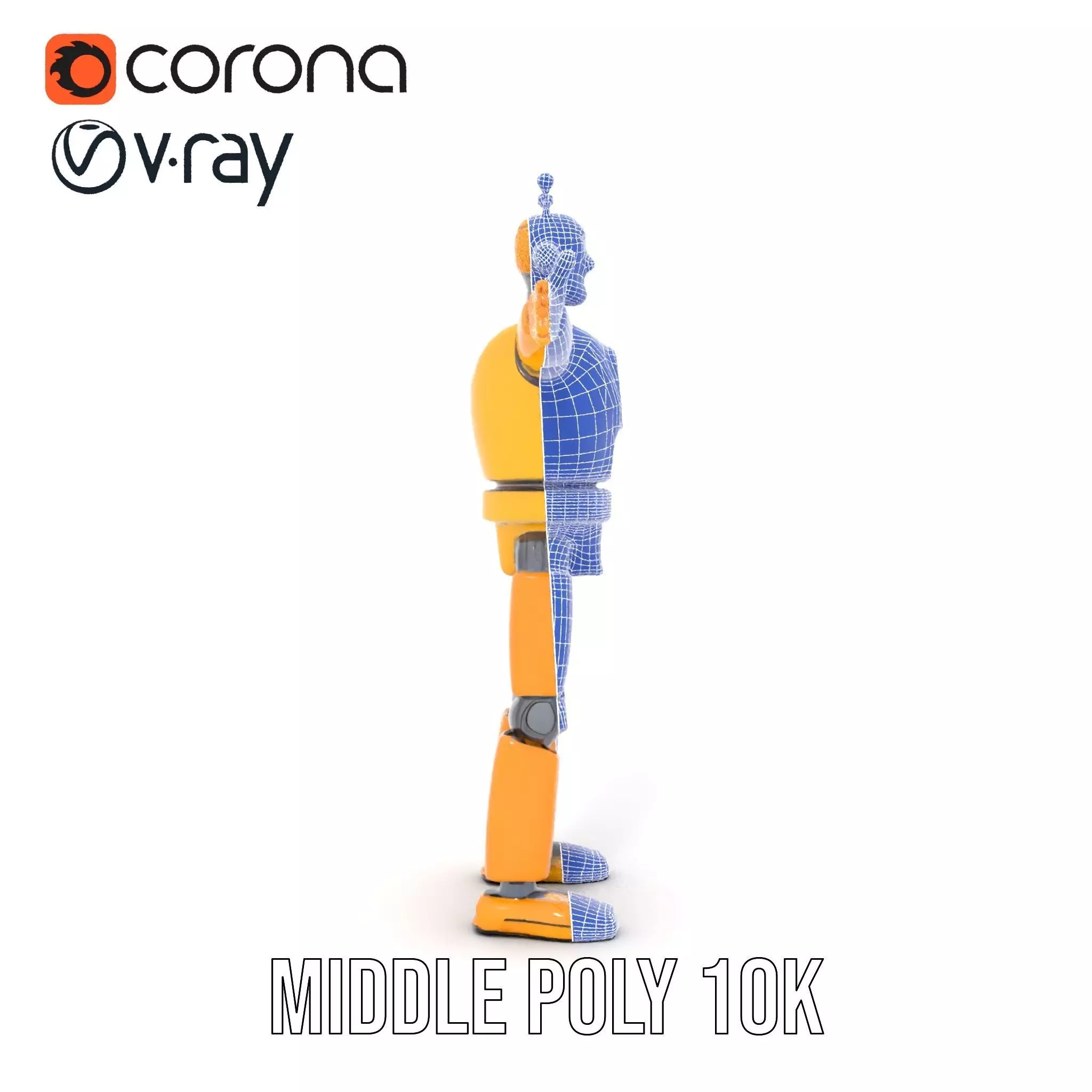 Yellow Robot Character model pack with Articulated Limbs Low-poly 3D model_18