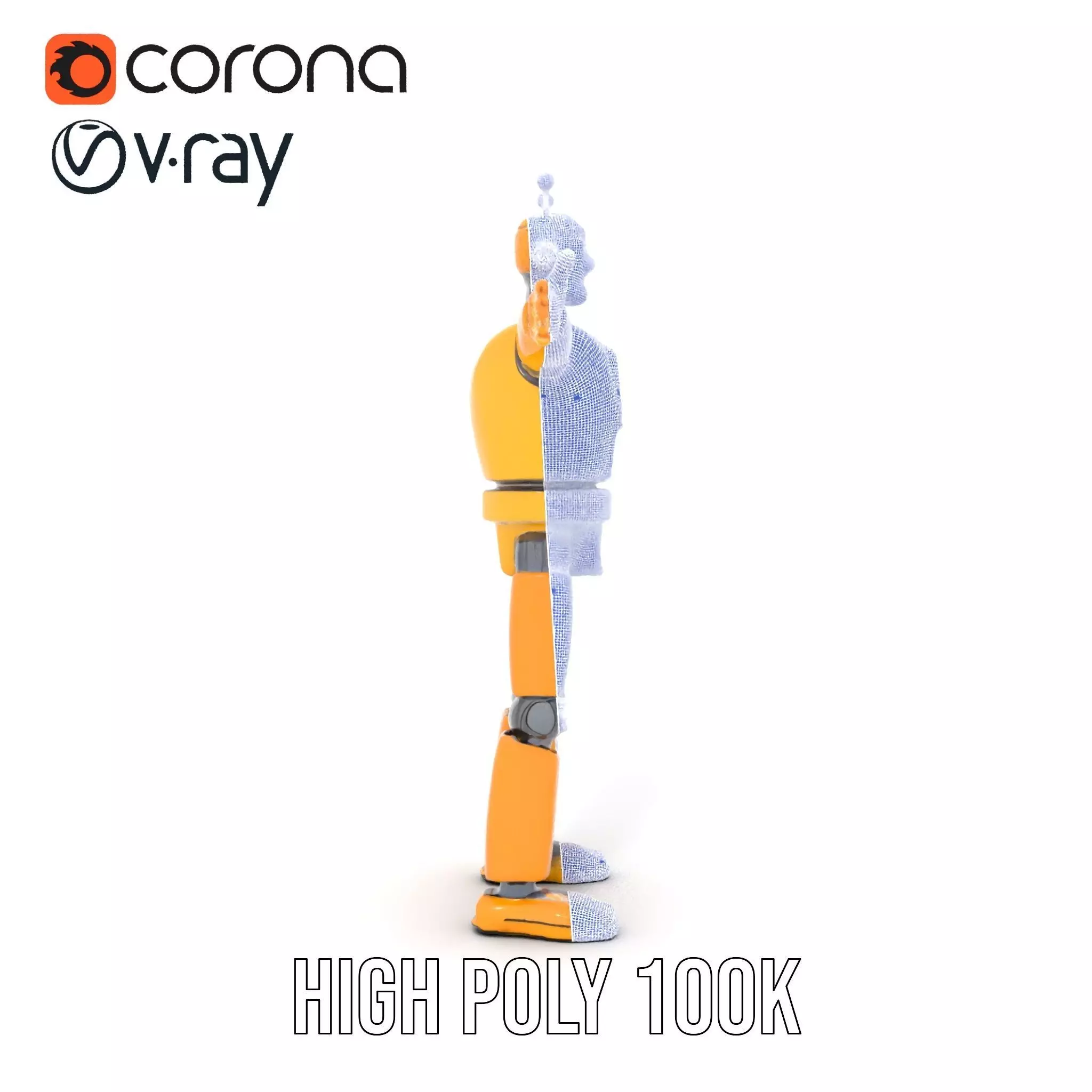 Yellow Robot Character model pack with Articulated Limbs Low-poly 3D model_33