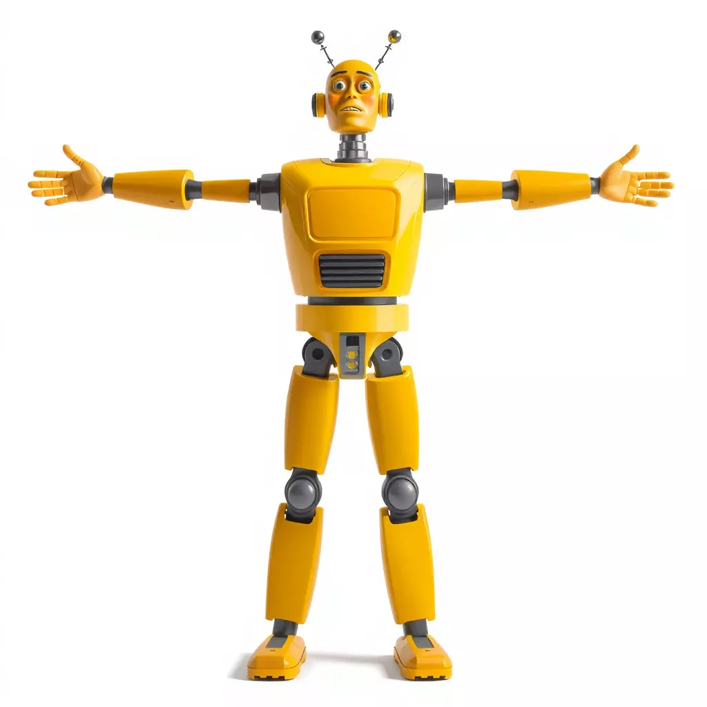 Yellow Robot Character model pack with Articulated Limbs Low-poly 3D model_2