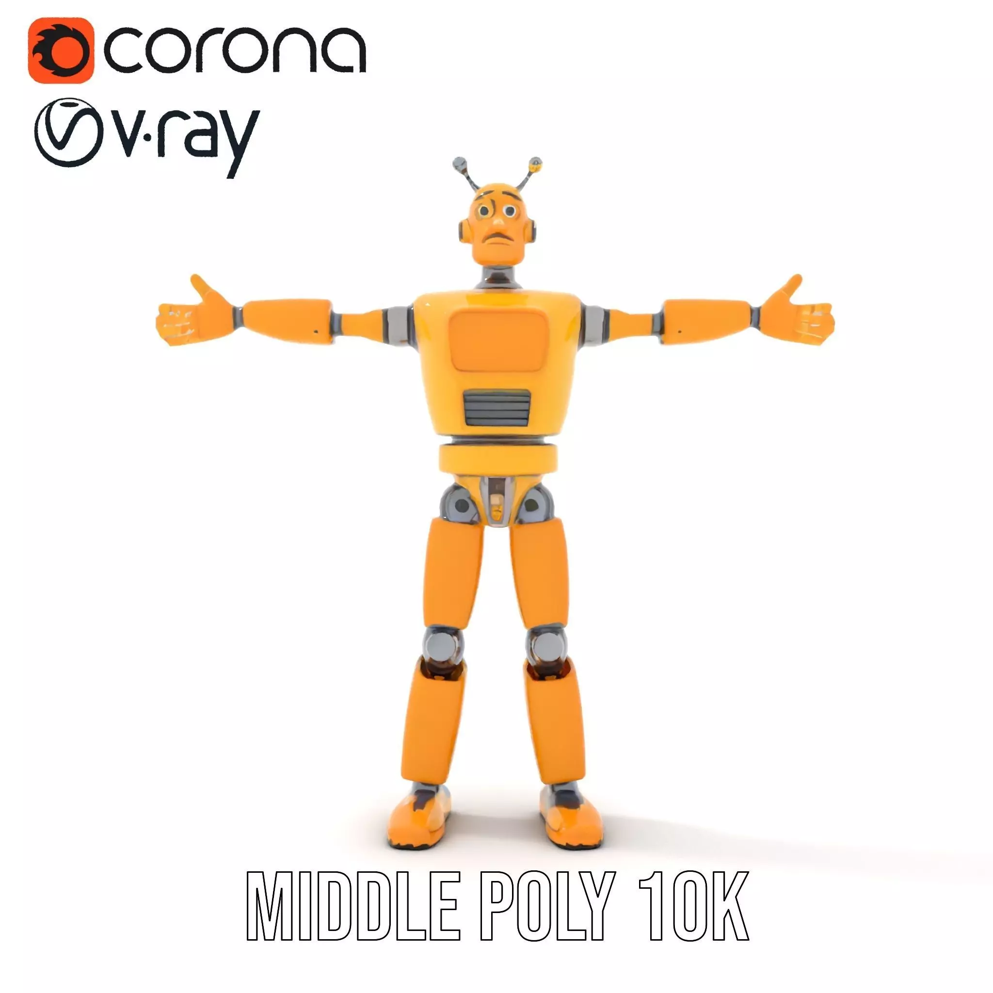 Yellow Robot Character model pack with Articulated Limbs Low-poly 3D model_15