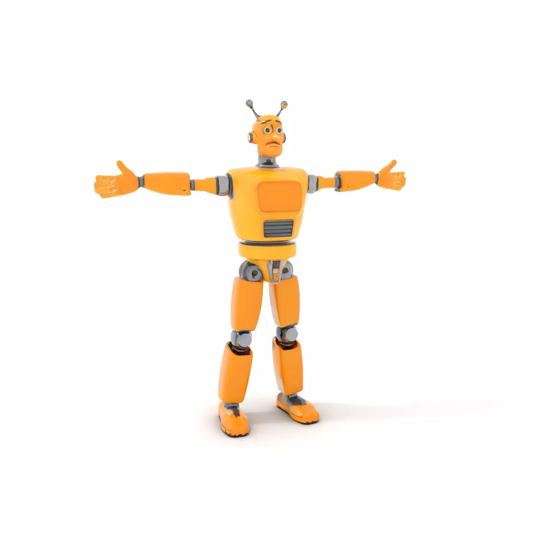Yellow Robot Character model pack with Articulated Limbs Low-poly 3D model_0
