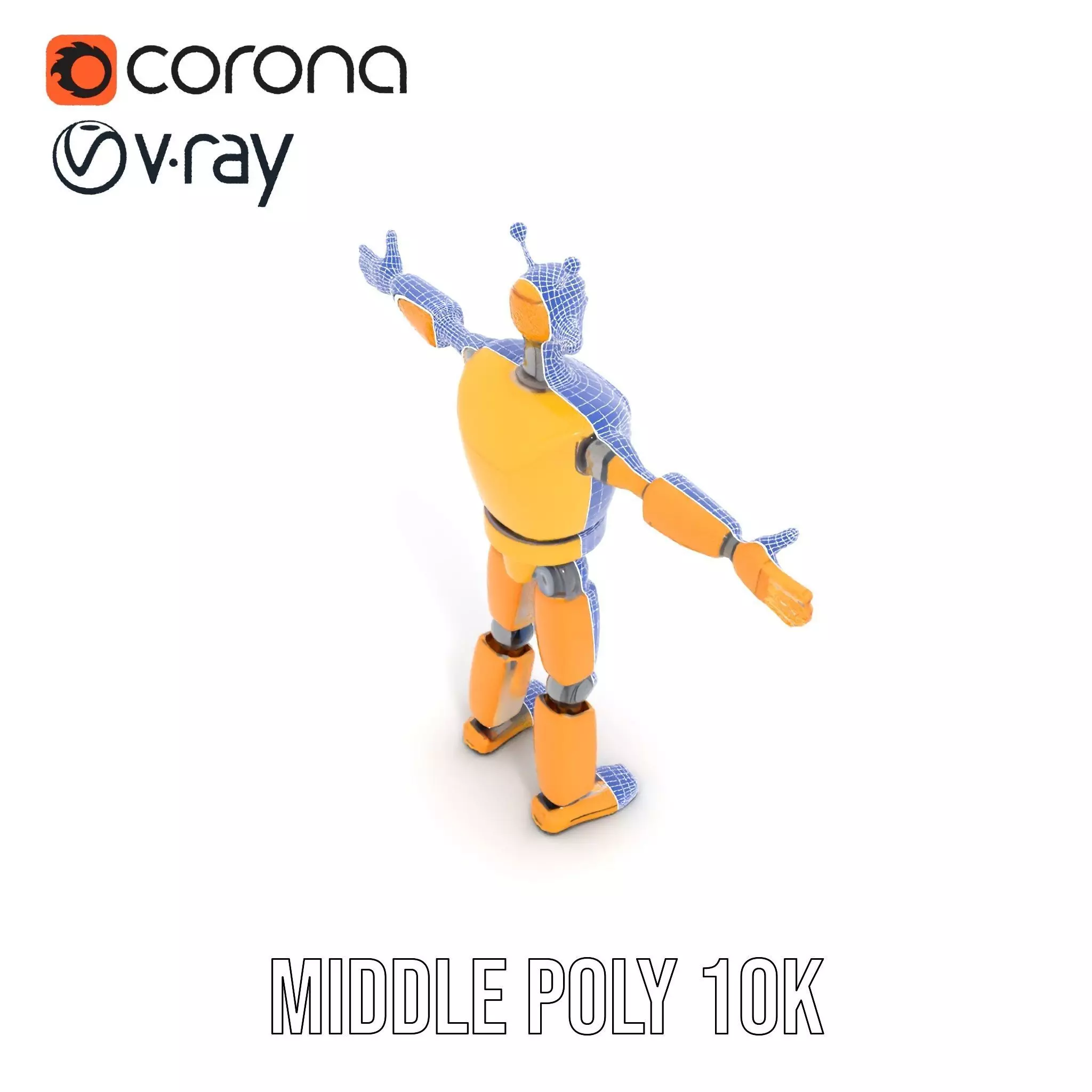 Yellow Robot Character model pack with Articulated Limbs Low-poly 3D model_27