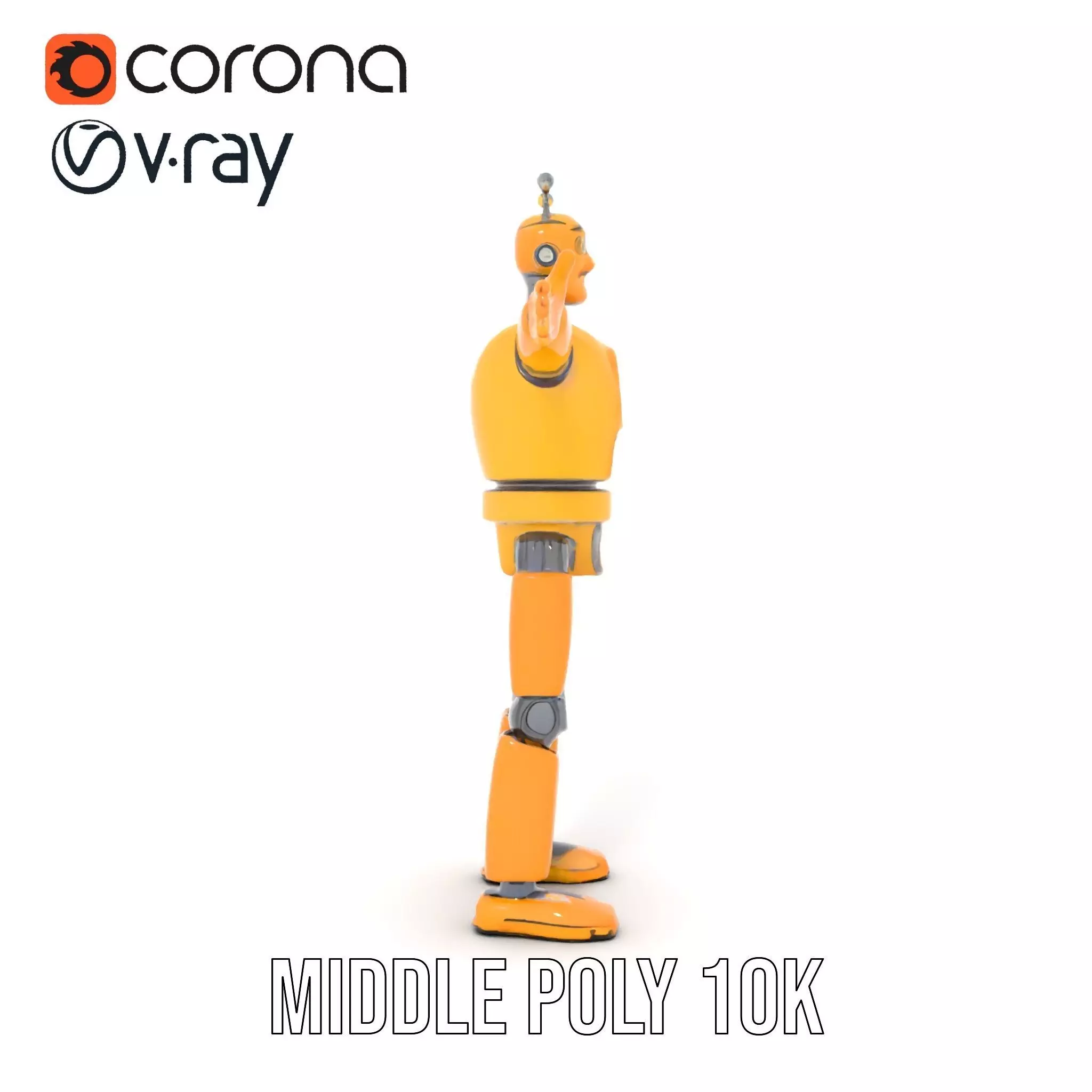 Yellow Robot Character model pack with Articulated Limbs Low-poly 3D model_5