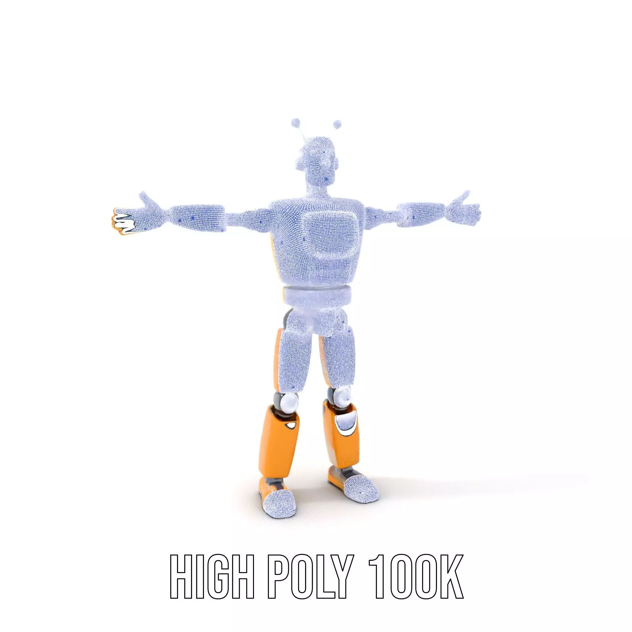 Yellow Robot Character model pack with Articulated Limbs Low-poly 3D model_4