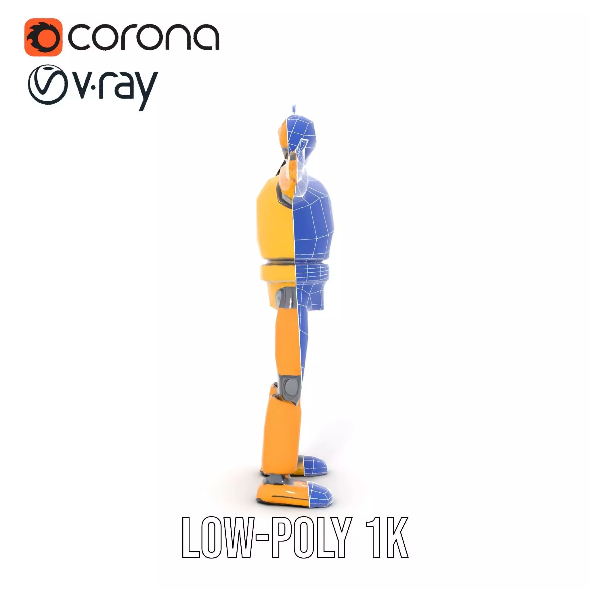 Yellow Robot Character model pack with Articulated Limbs Low-poly 3D model_19