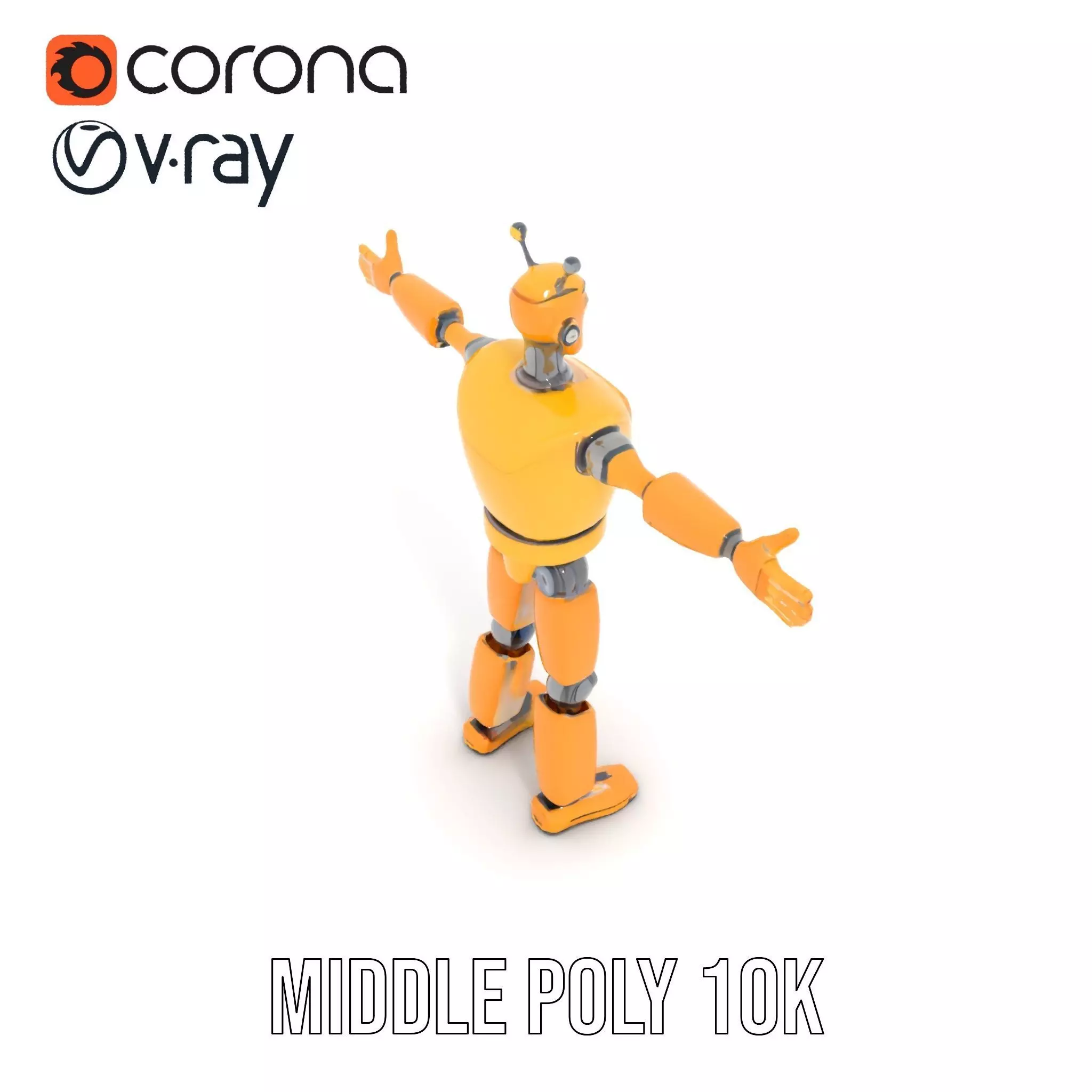 Yellow Robot Character model pack with Articulated Limbs Low-poly 3D model_12