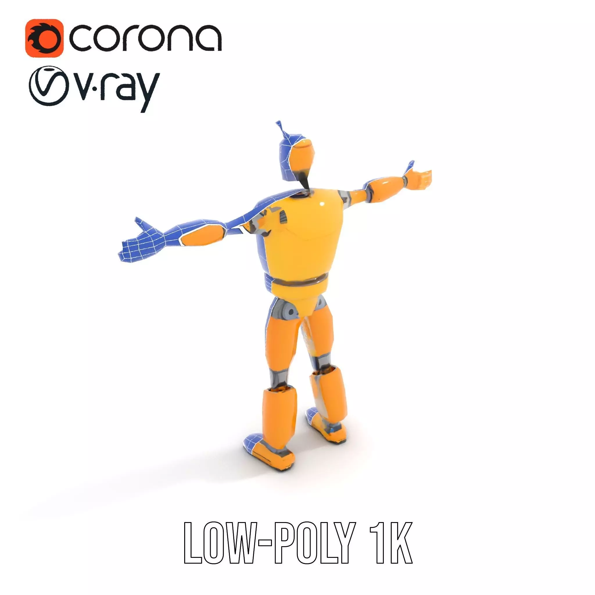 Yellow Robot Character model pack with Articulated Limbs Low-poly 3D model_30