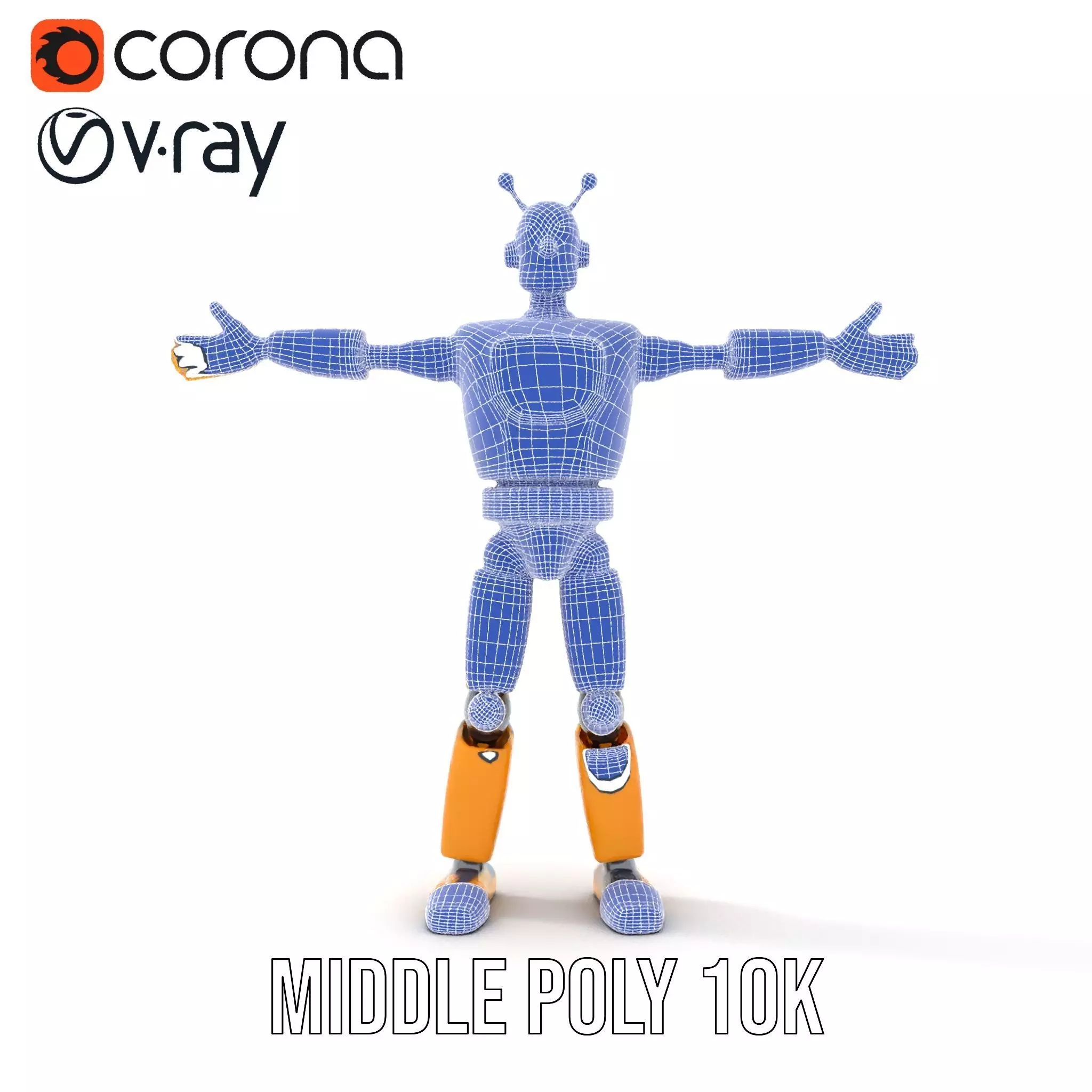 Yellow Robot Character model pack with Articulated Limbs Low-poly 3D model_29
