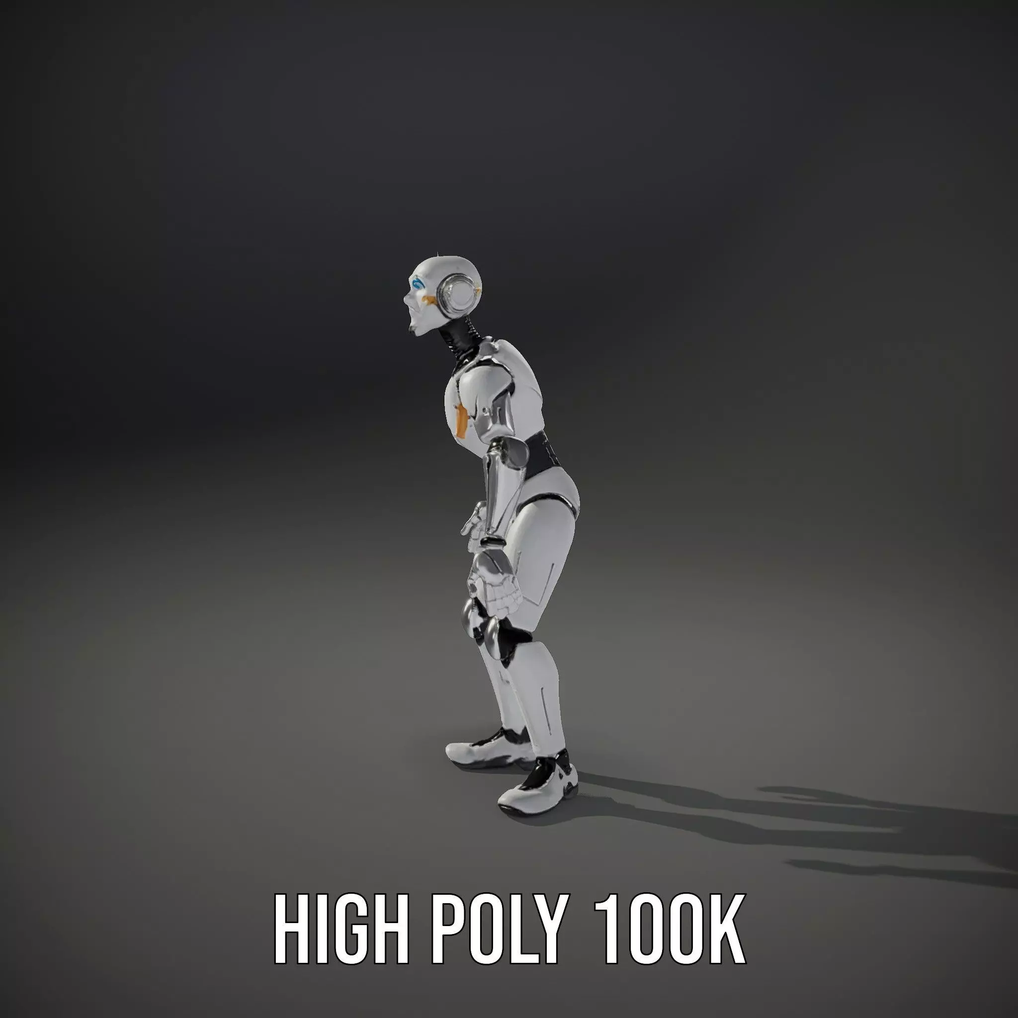 Futuristic Humanoid Robot Model Pack with Arm Extensions Low-poly 3D model_12