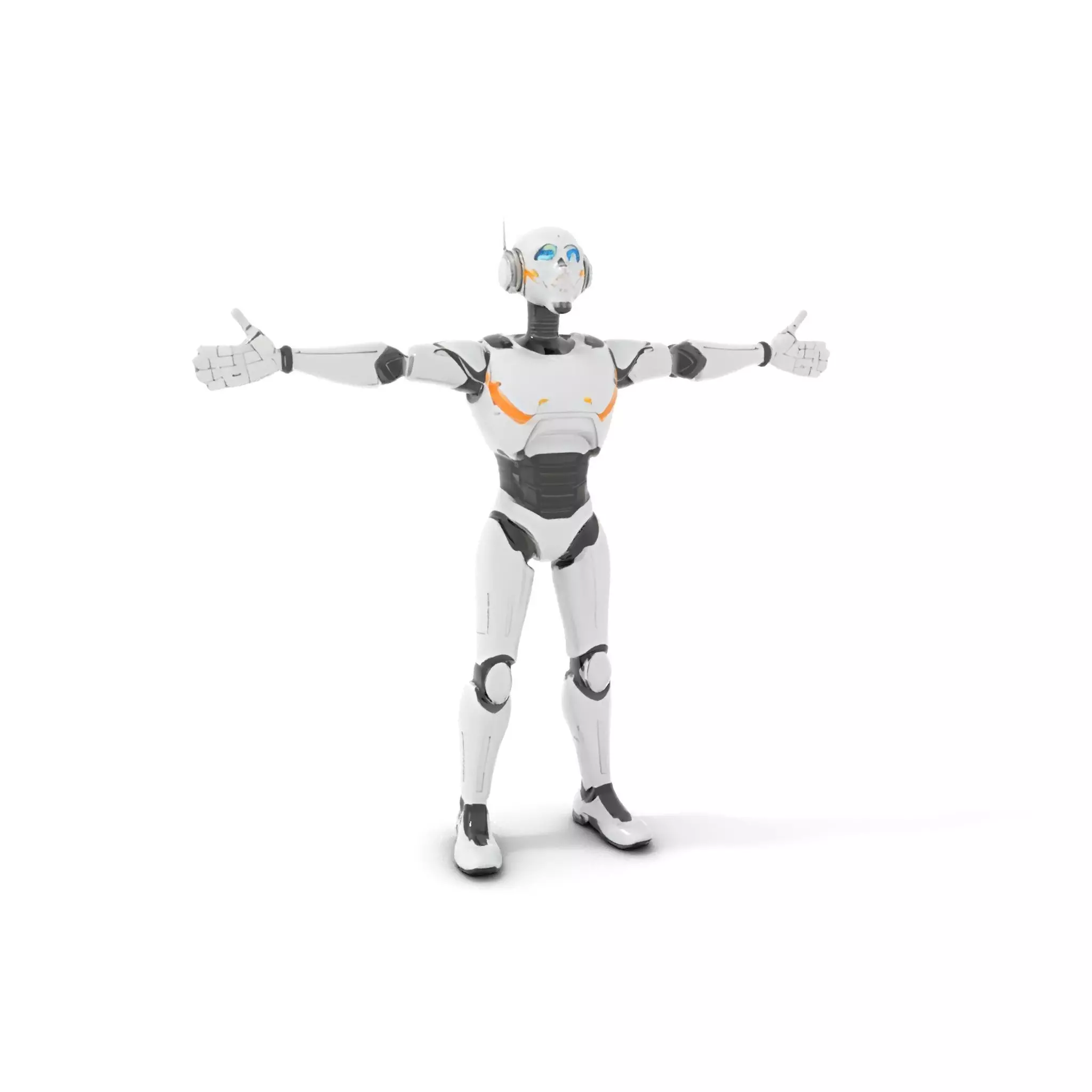 Futuristic Humanoid Robot Model Pack with Arm Extensions Low-poly 3D model_0