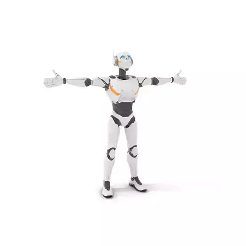 Futuristic Humanoid Robot Model Pack with Arm Extensions Low-poly 3D model