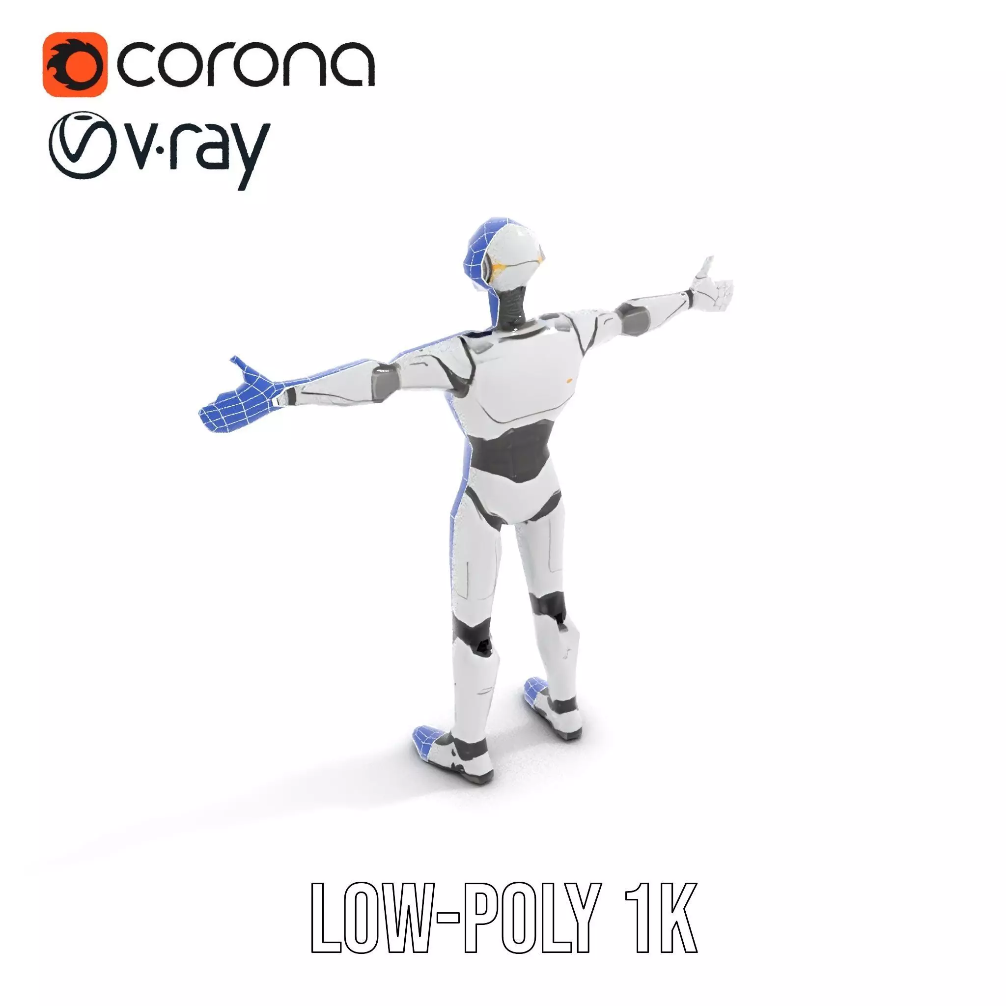 Futuristic Humanoid Robot Model Pack with Arm Extensions Low-poly 3D model_14