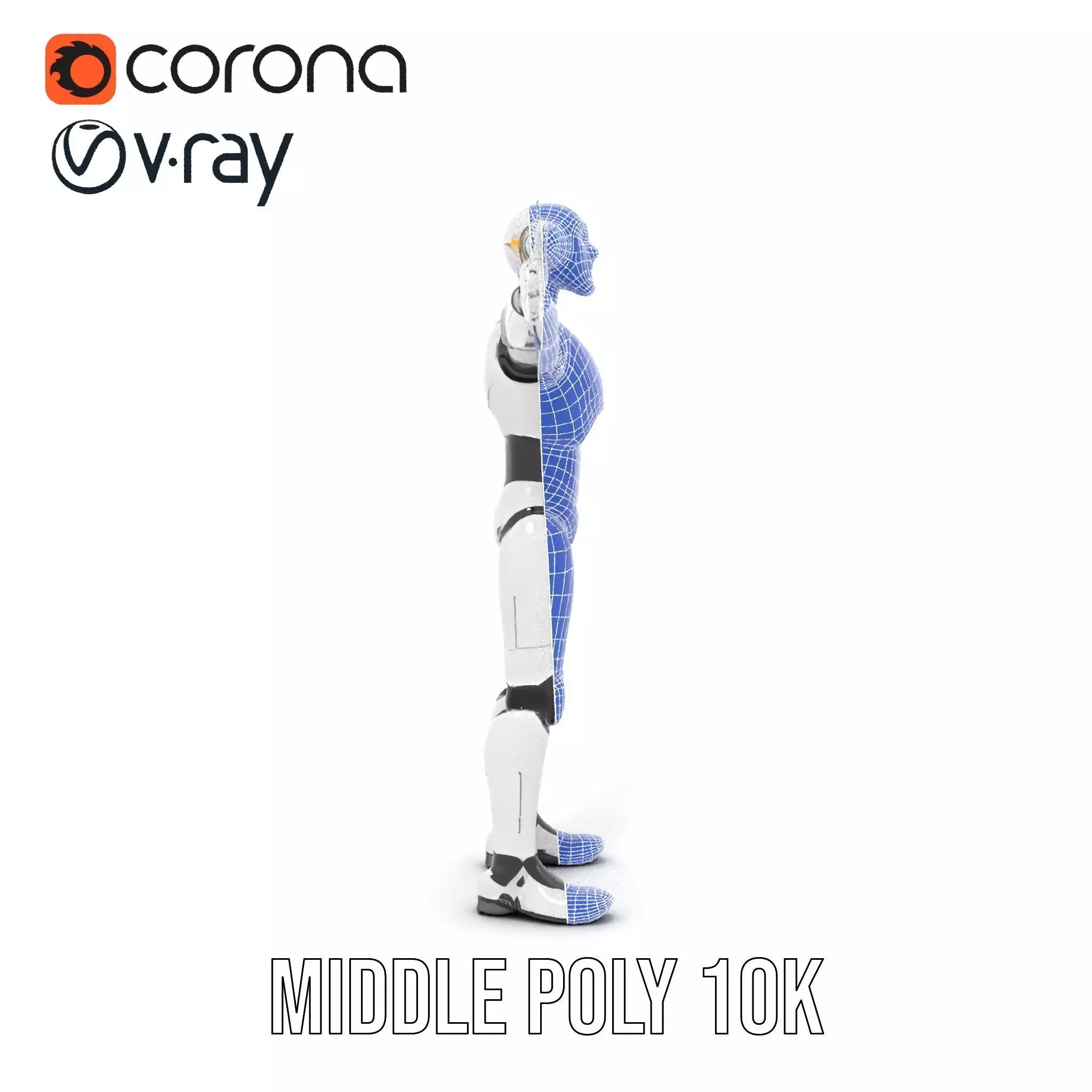 Futuristic Humanoid Robot Model Pack with Arm Extensions Low-poly 3D model_24