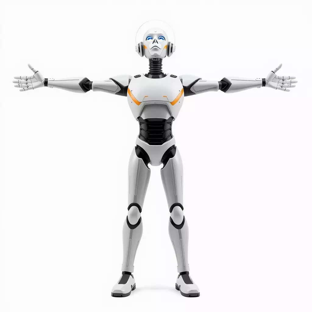 Futuristic Humanoid Robot Model Pack with Arm Extensions Low-poly 3D model_2