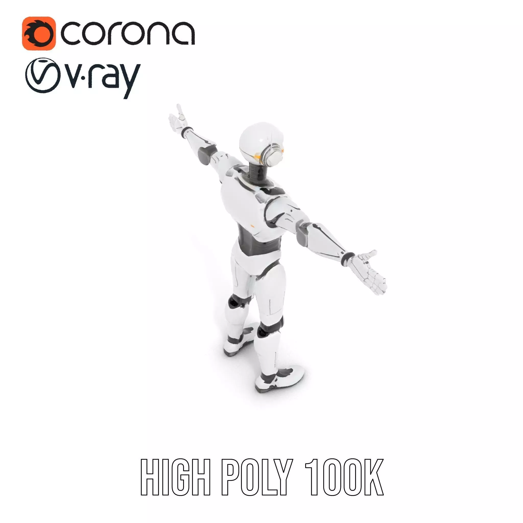 Futuristic Humanoid Robot Model Pack with Arm Extensions Low-poly 3D model_17