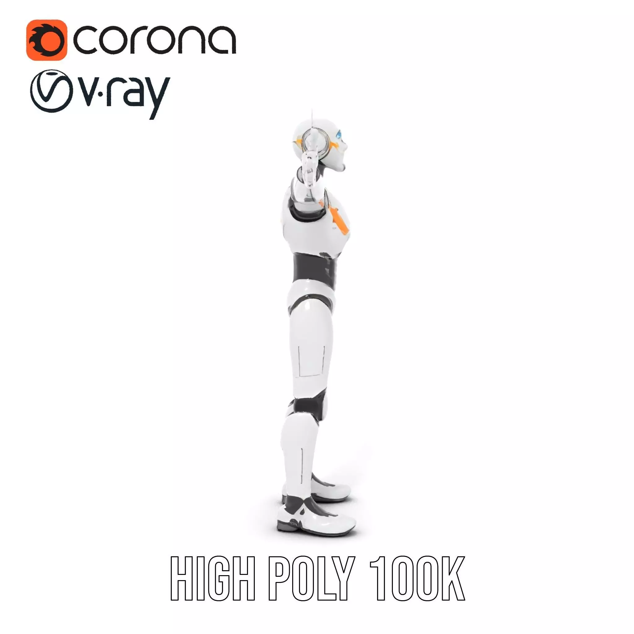 Futuristic Humanoid Robot Model Pack with Arm Extensions Low-poly 3D model_32