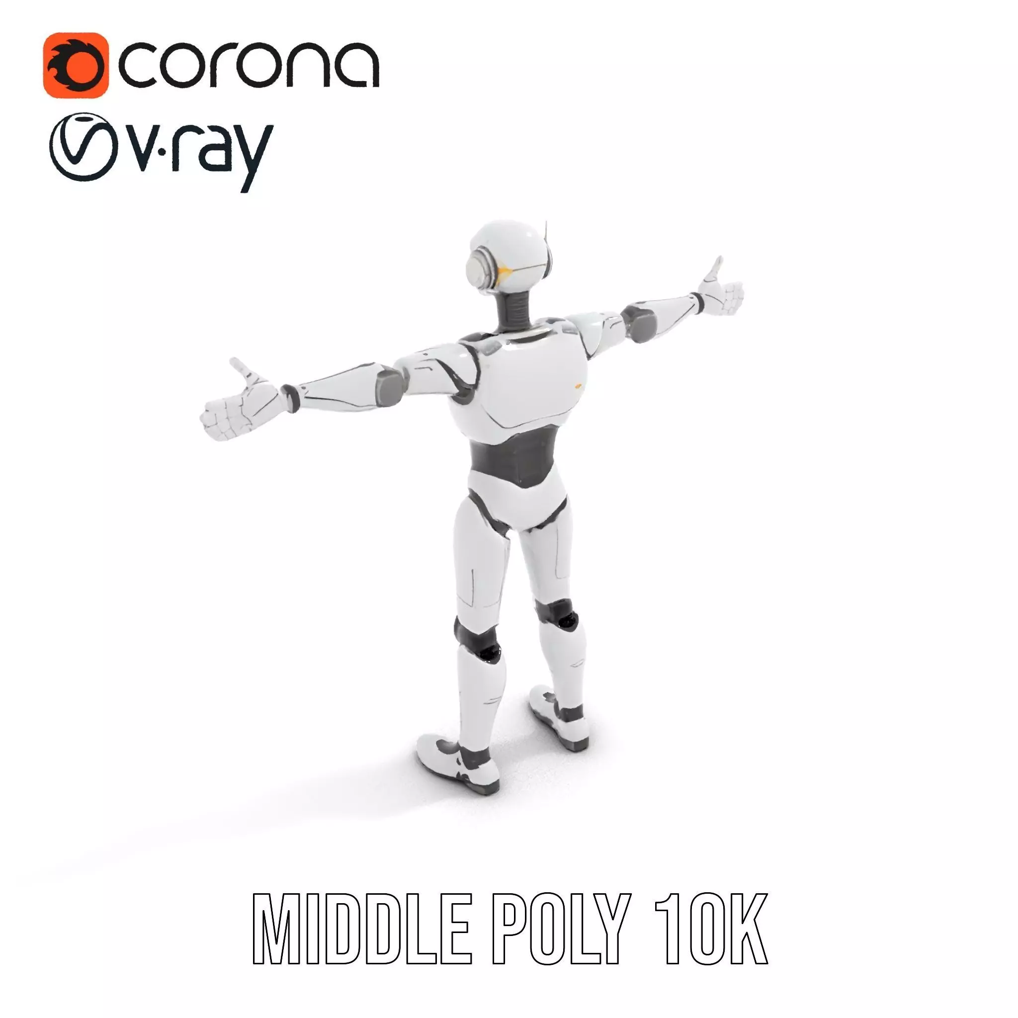Futuristic Humanoid Robot Model Pack with Arm Extensions Low-poly 3D model_5