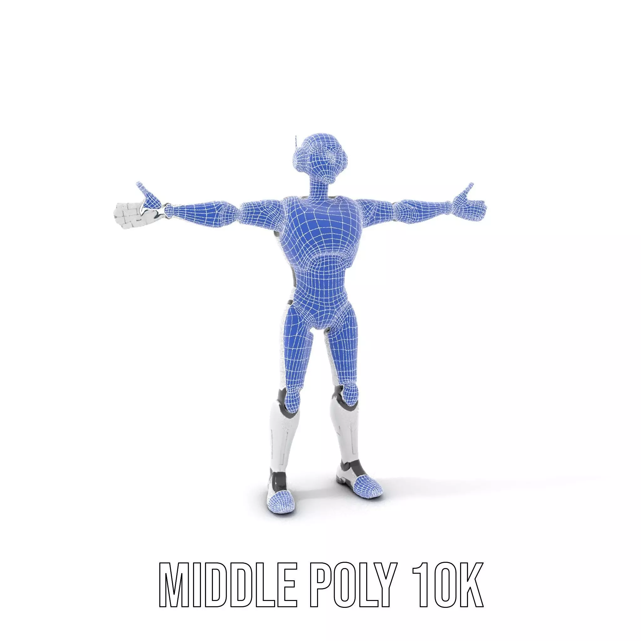Futuristic Humanoid Robot Model Pack with Arm Extensions Low-poly 3D model_13
