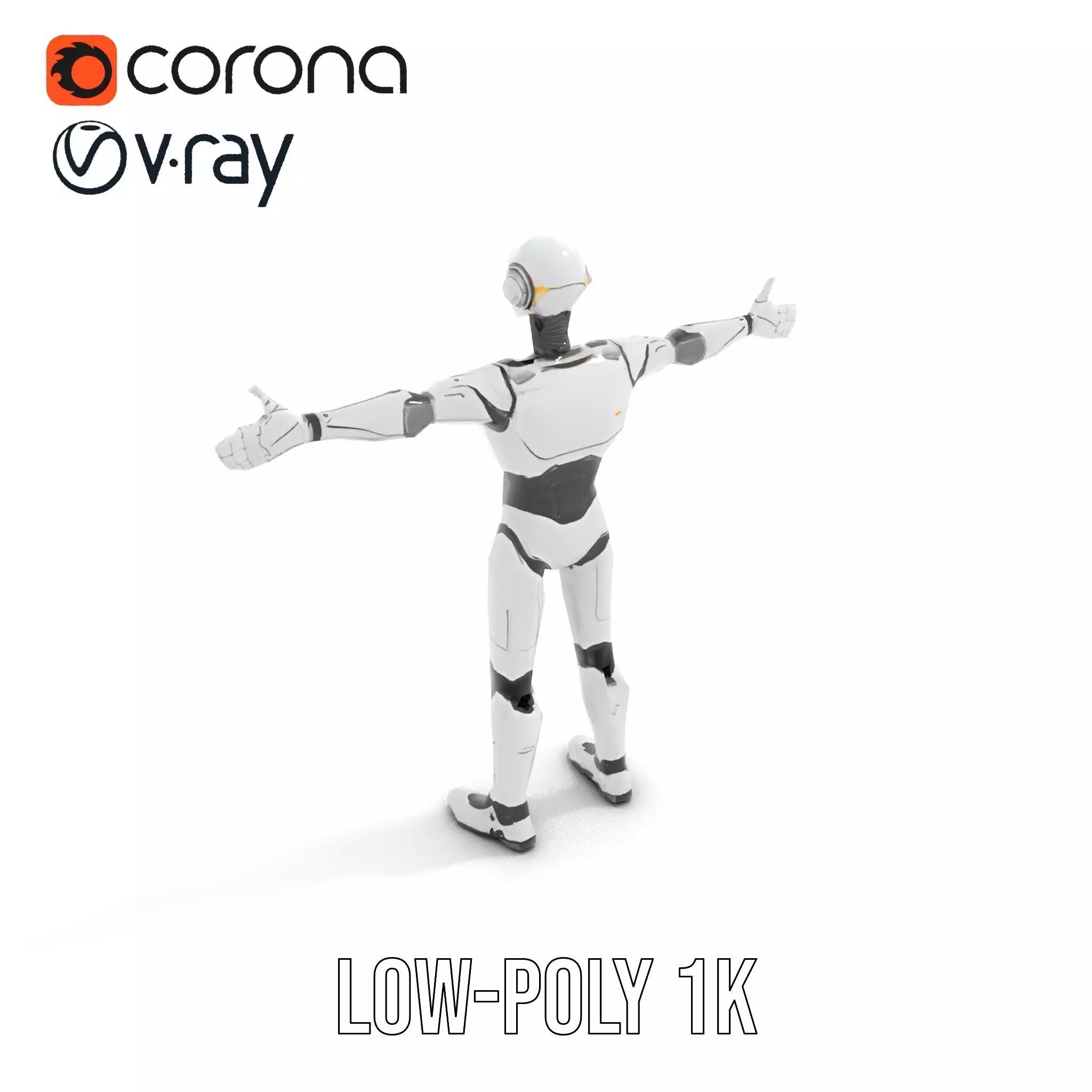 Futuristic Humanoid Robot Model Pack with Arm Extensions Low-poly 3D model_8