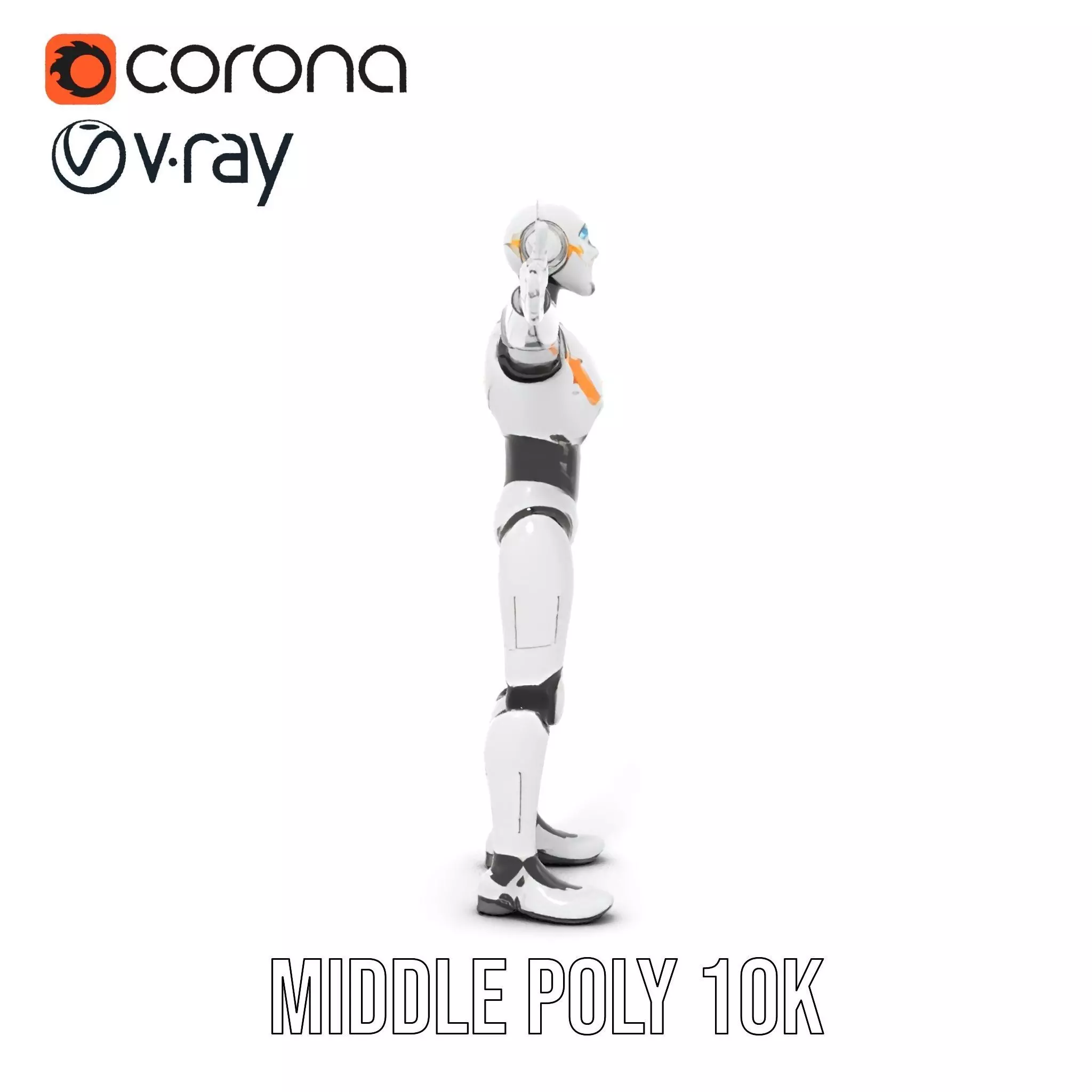 Futuristic Humanoid Robot Model Pack with Arm Extensions Low-poly 3D model_15