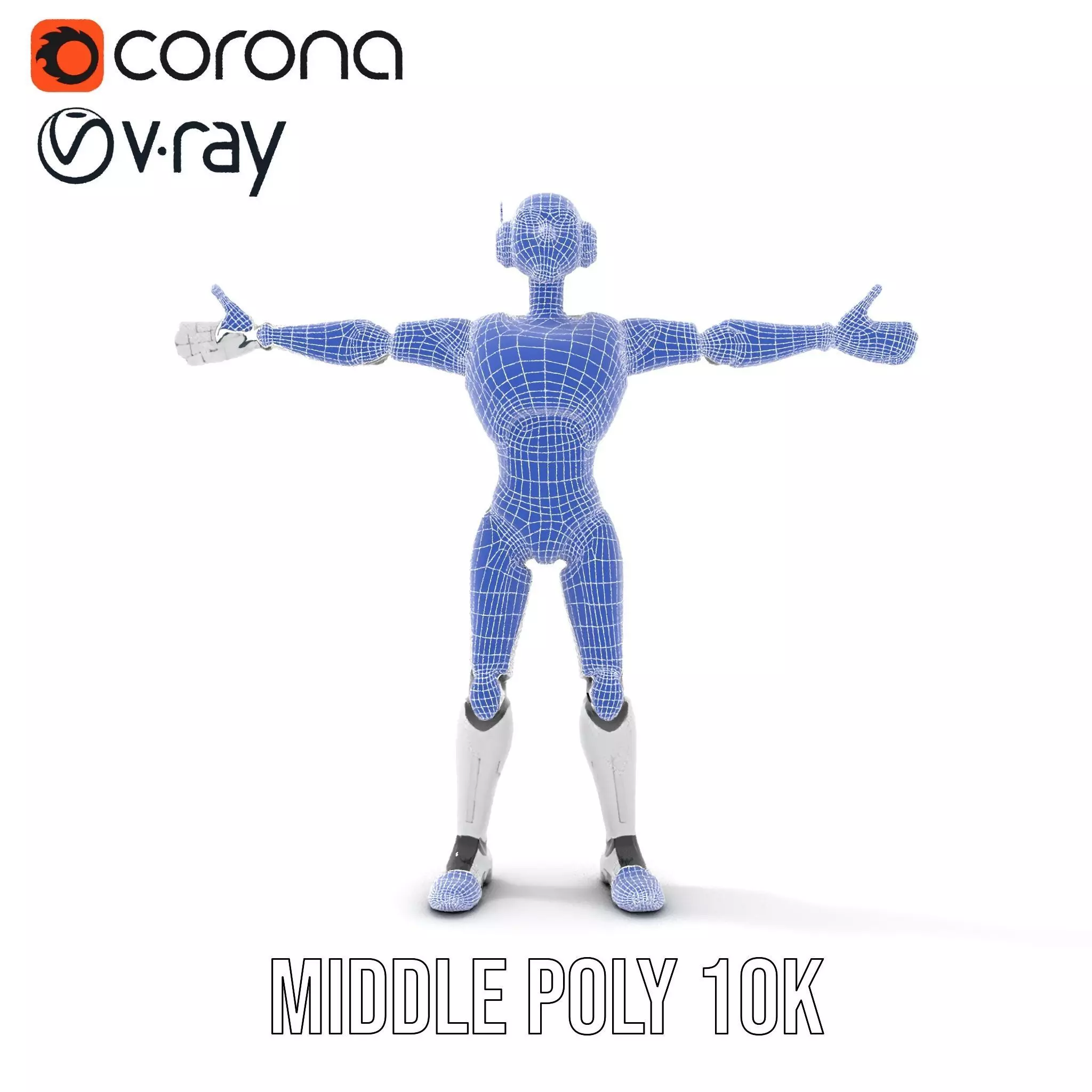 Futuristic Humanoid Robot Model Pack with Arm Extensions Low-poly 3D model_29