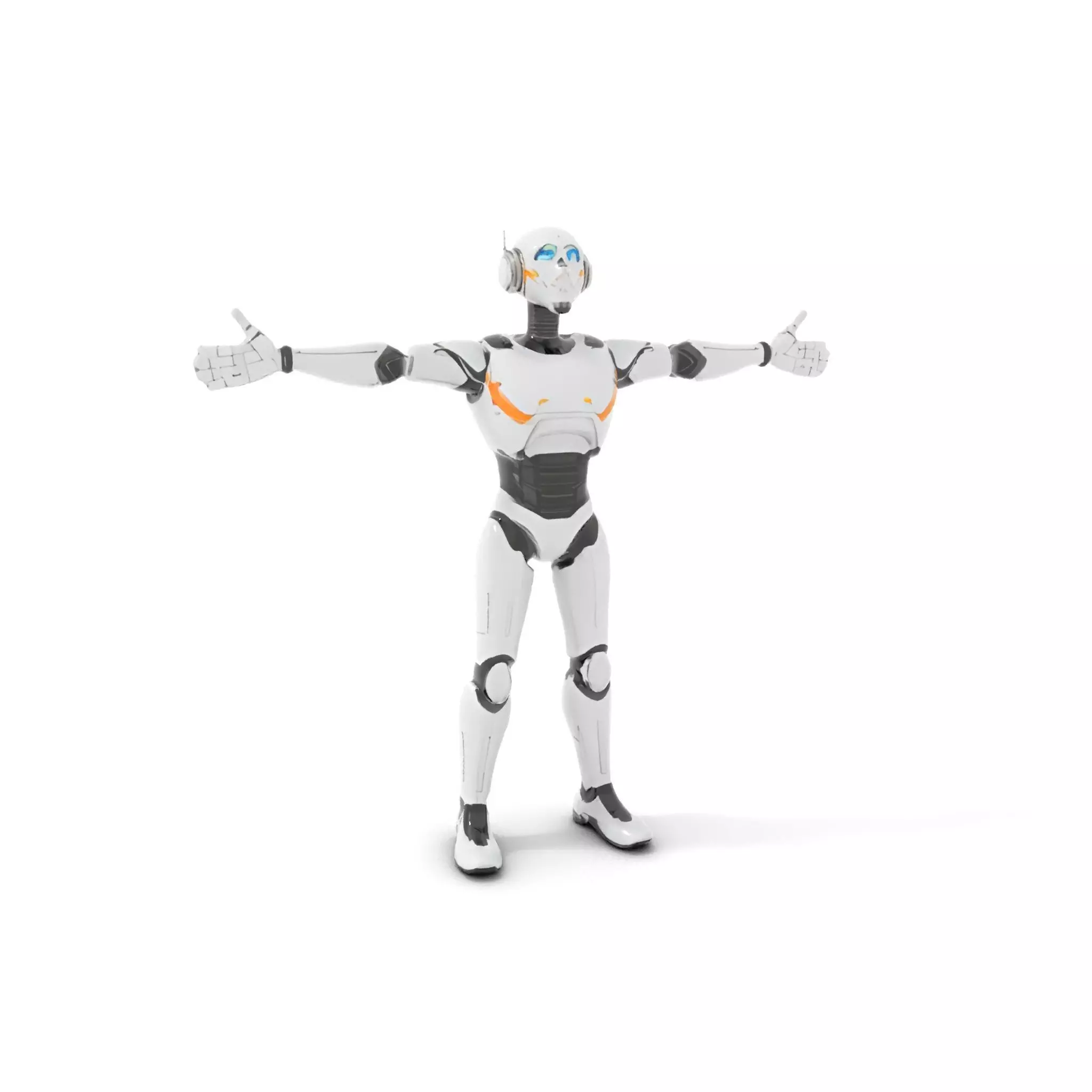 Futuristic Humanoid Robot Model Pack with Arm Extensions Low-poly 3D model_6