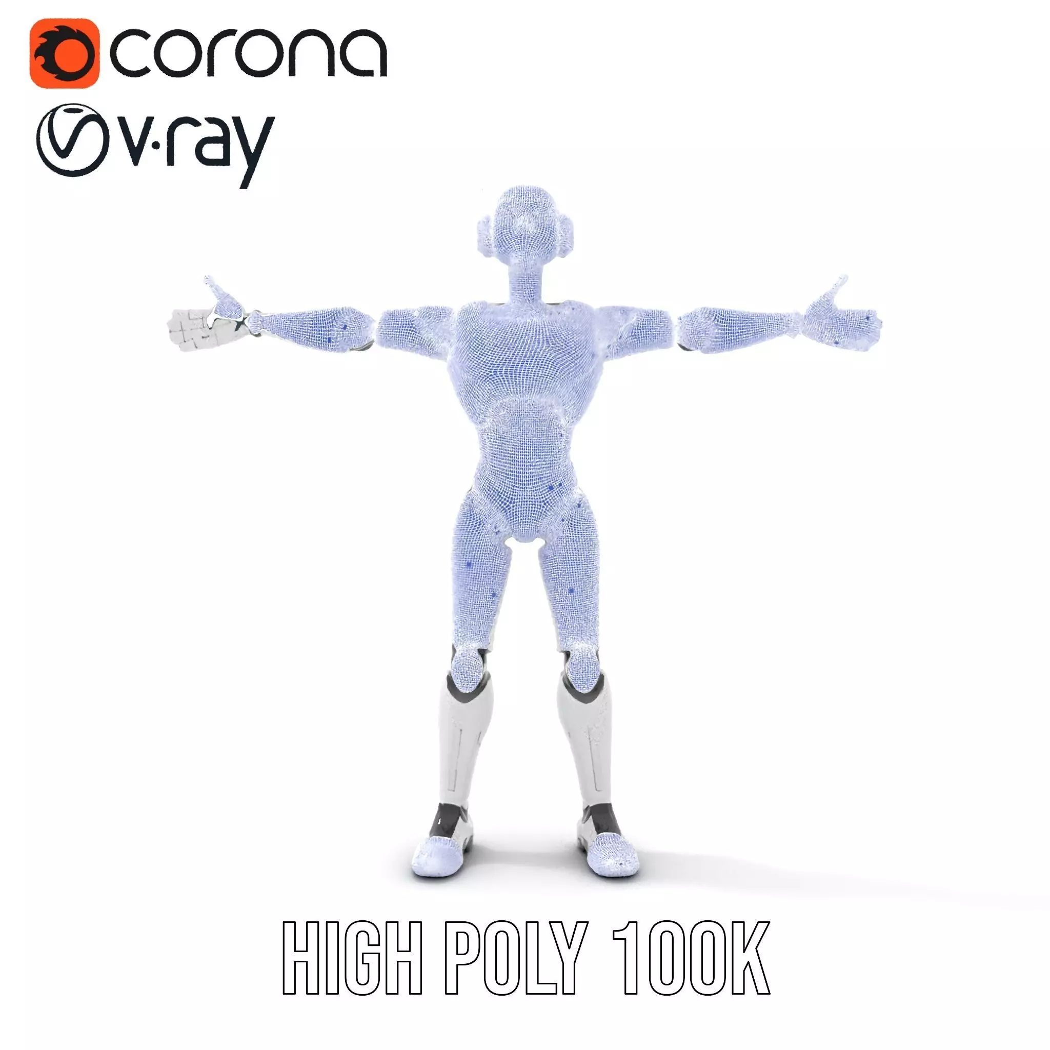 Futuristic Humanoid Robot Model Pack with Arm Extensions Low-poly 3D model_33