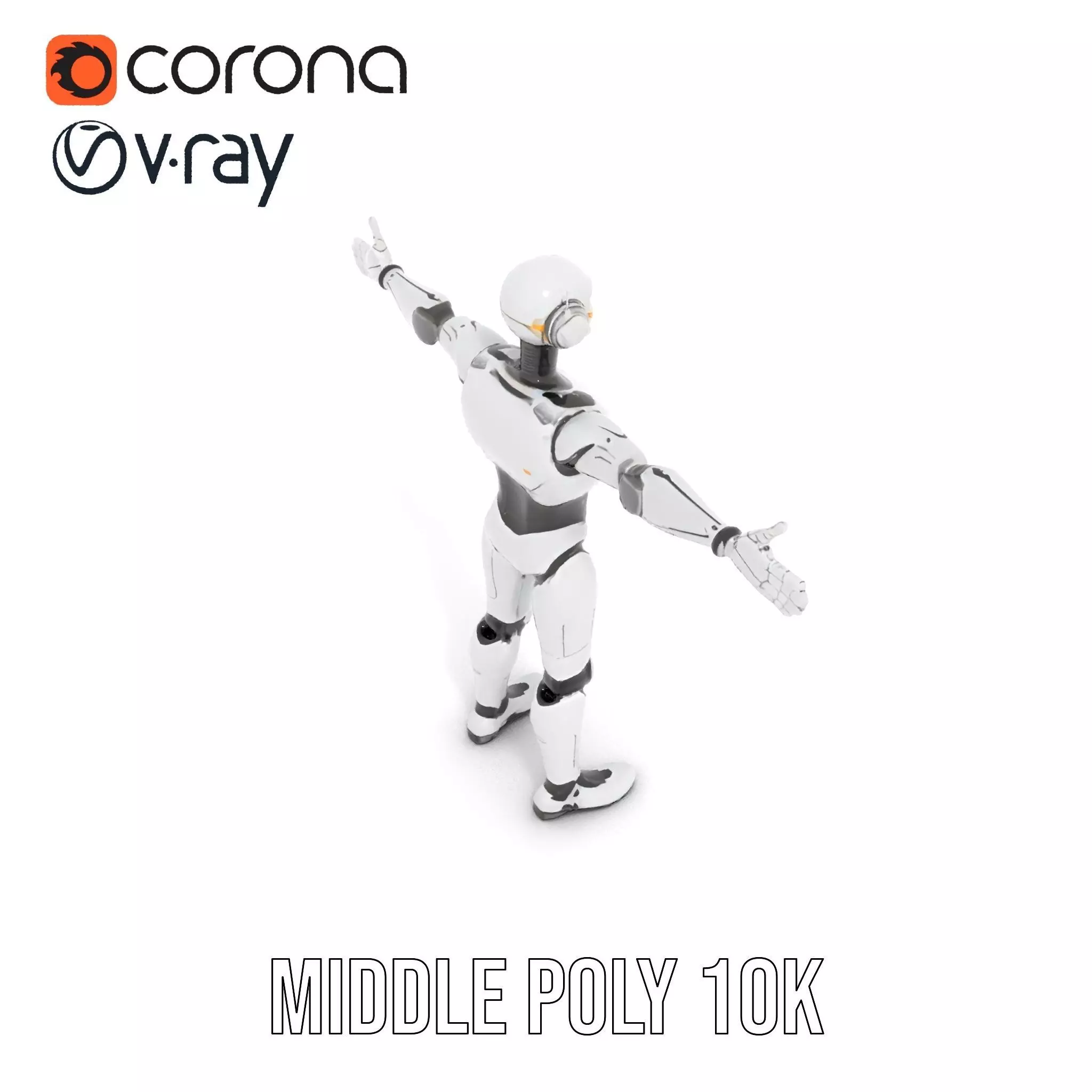 Futuristic Humanoid Robot Model Pack with Arm Extensions Low-poly 3D model_10