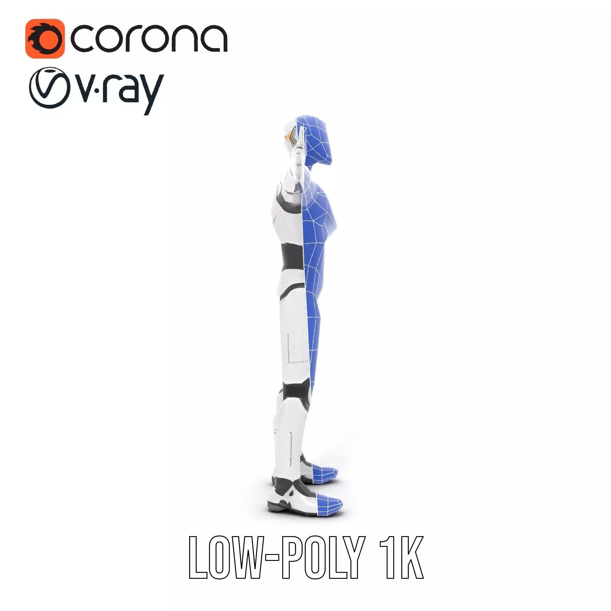 Futuristic Humanoid Robot Model Pack with Arm Extensions Low-poly 3D model_30