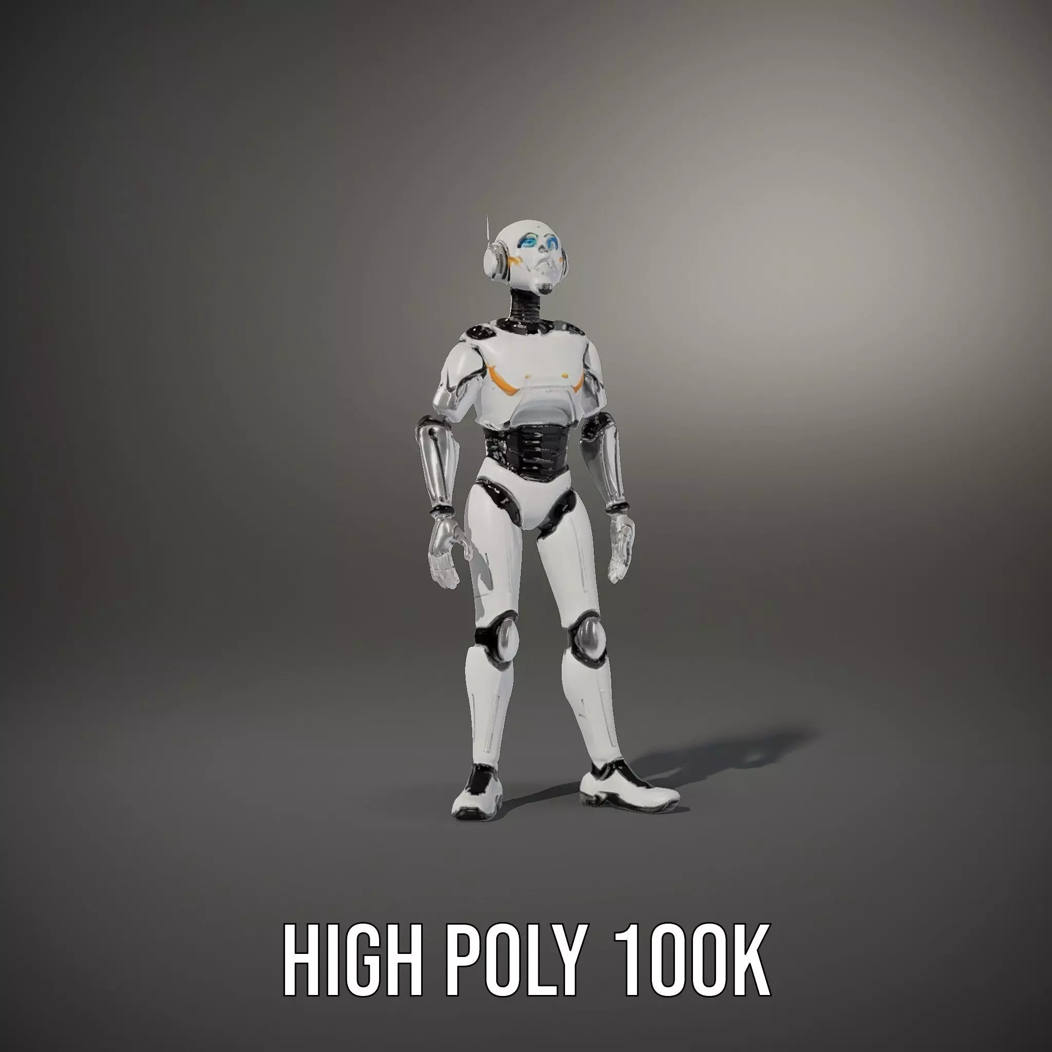Futuristic Humanoid Robot Model Pack with Arm Extensions Low-poly 3D model_9