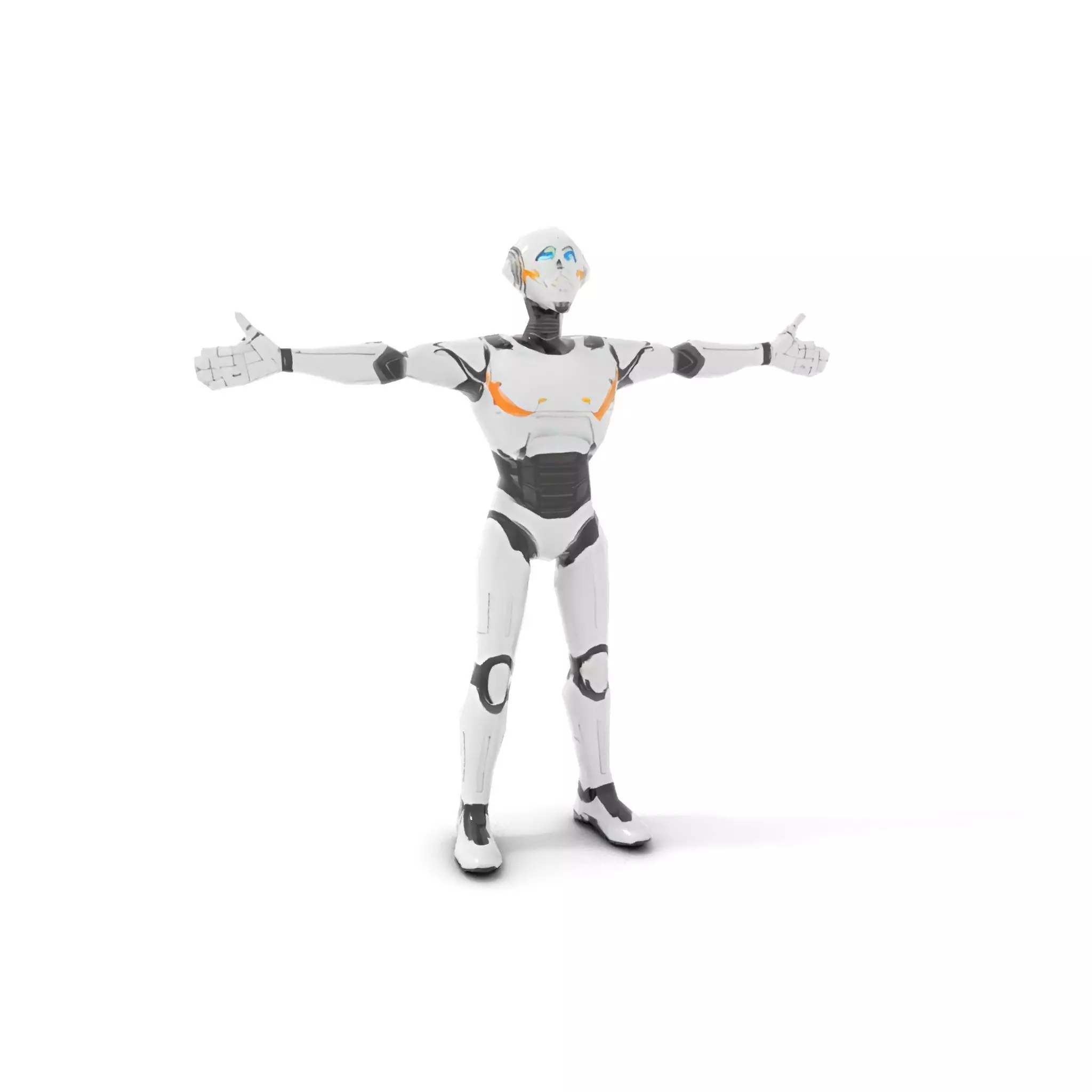 Futuristic Humanoid Robot Model Pack with Arm Extensions Low-poly 3D model_7