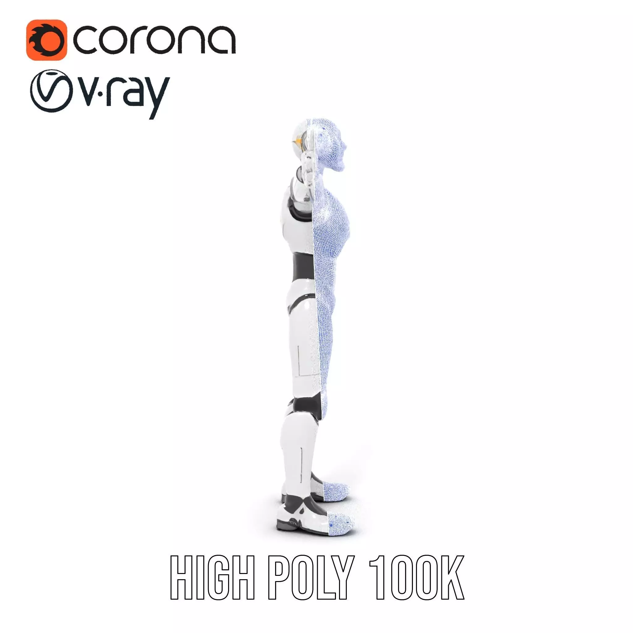 Futuristic Humanoid Robot Model Pack with Arm Extensions Low-poly 3D model_34