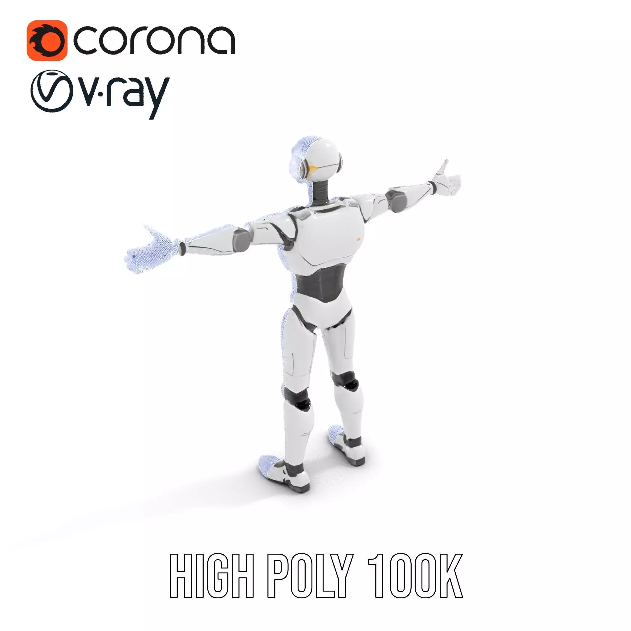 Futuristic Humanoid Robot Model Pack with Arm Extensions Low-poly 3D model_31