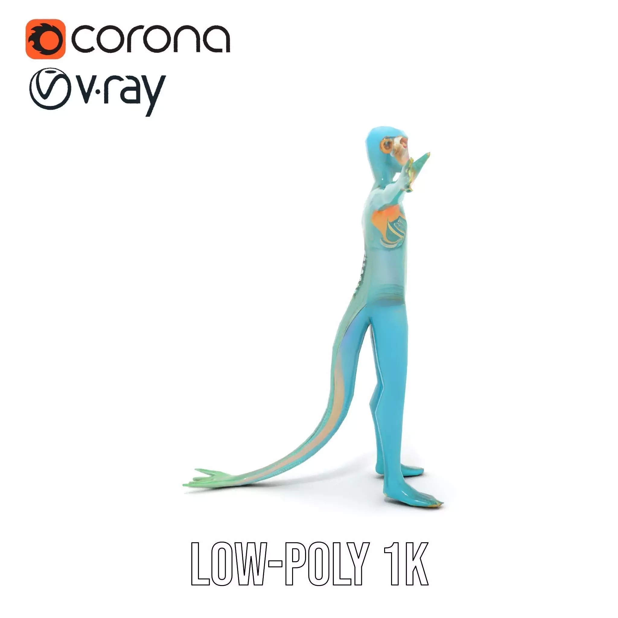 Reptilian Humanoid Character Model Pack for Games and Animation Low-poly 3D model_16