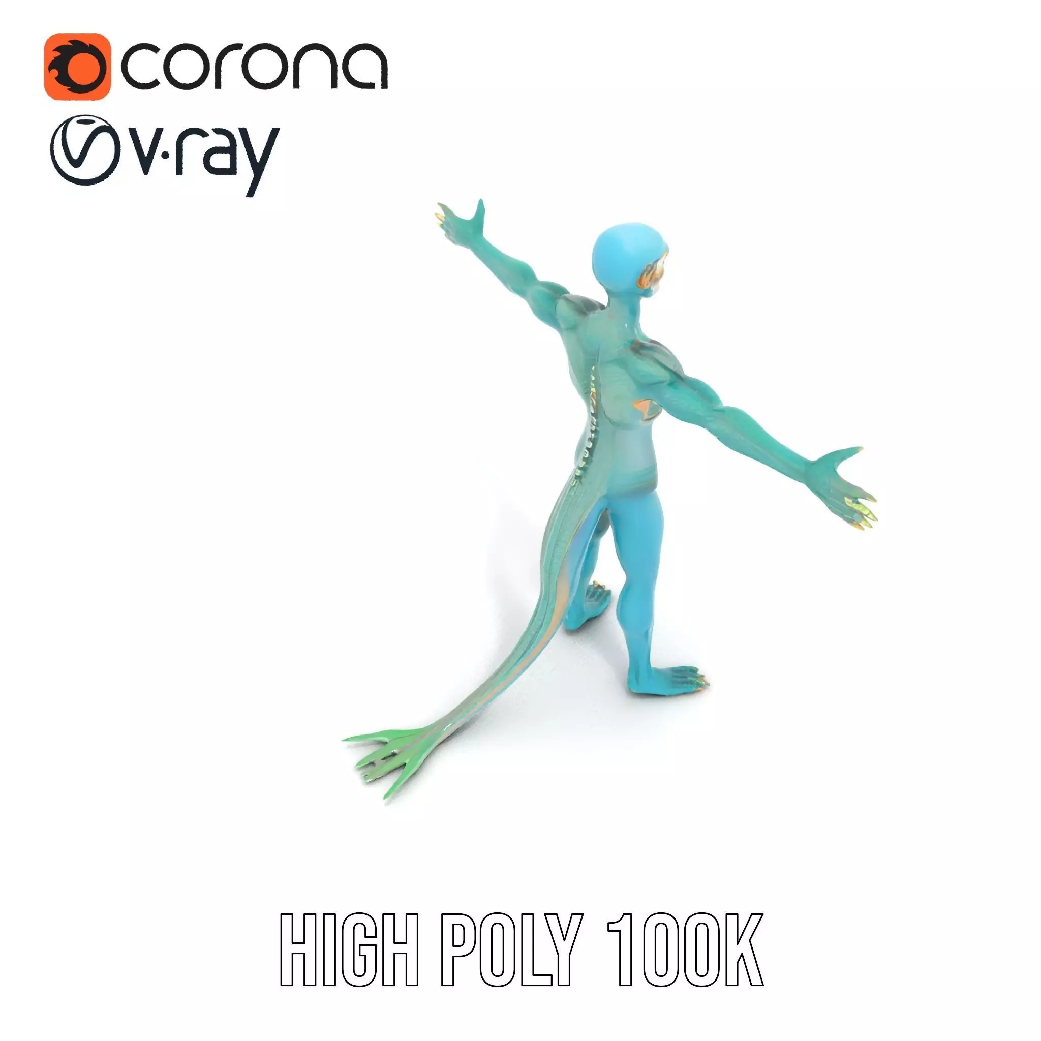 Reptilian Humanoid Character Model Pack for Games and Animation Low-poly 3D model_20