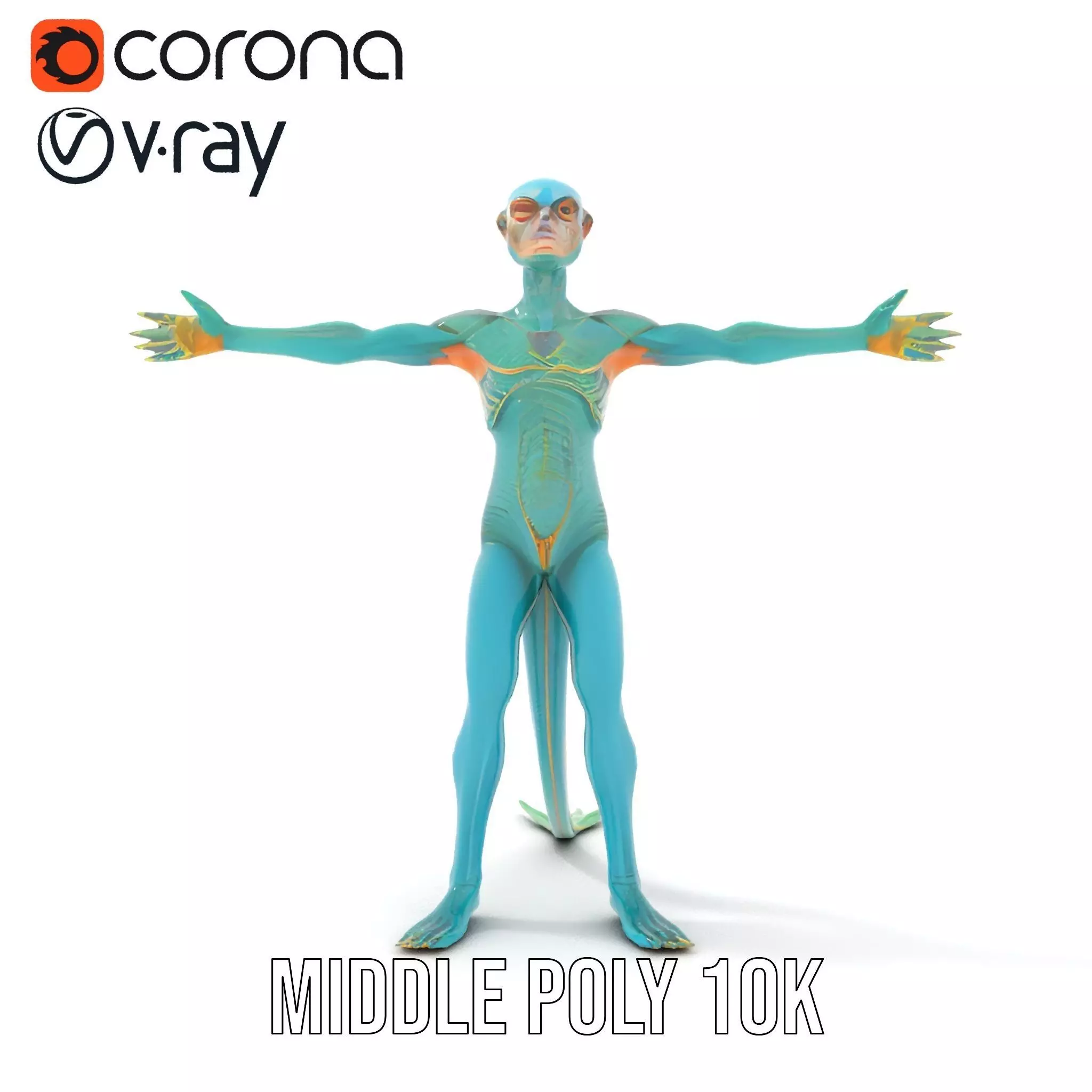 Reptilian Humanoid Character Model Pack for Games and Animation Low-poly 3D model_21