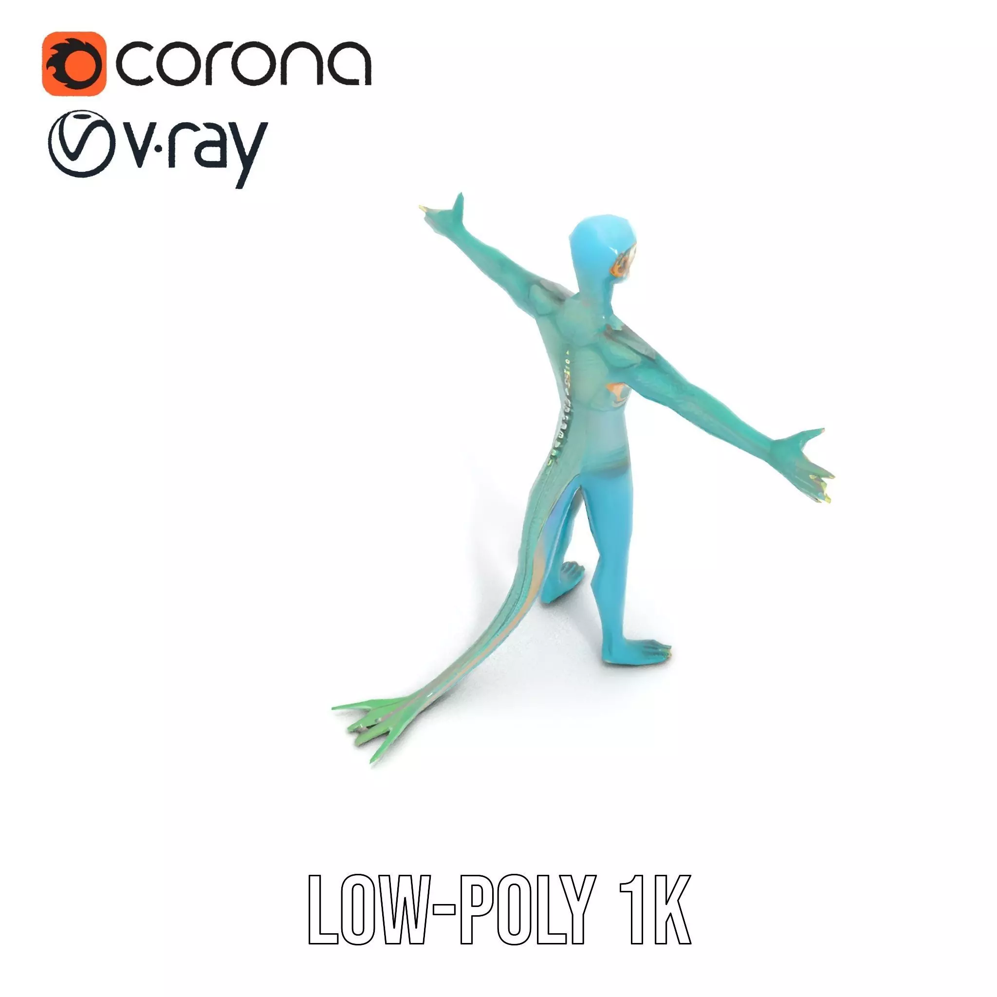 Reptilian Humanoid Character Model Pack for Games and Animation Low-poly 3D model_8