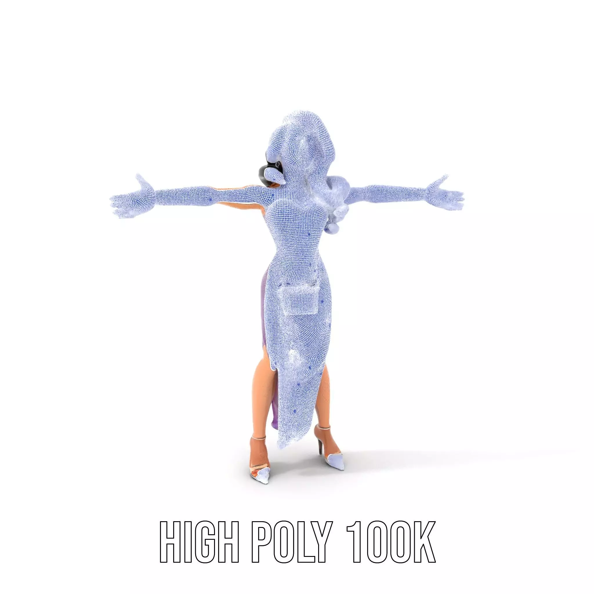 Elegant Purple Evening Dress Character Model Pack Low-poly 3D model_4