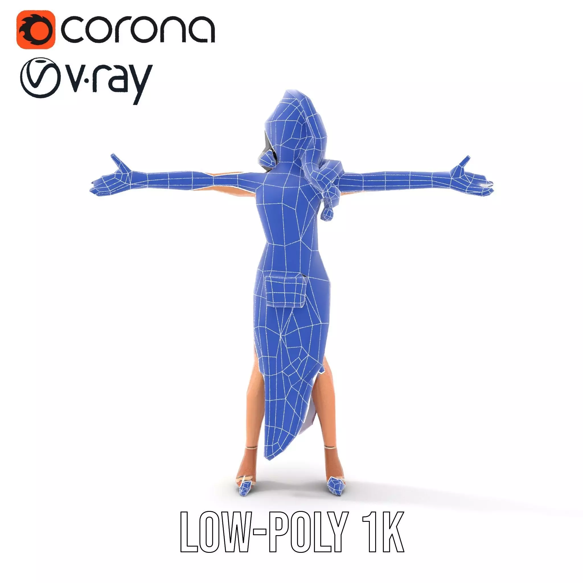 Elegant Purple Evening Dress Character Model Pack Low-poly 3D model_30