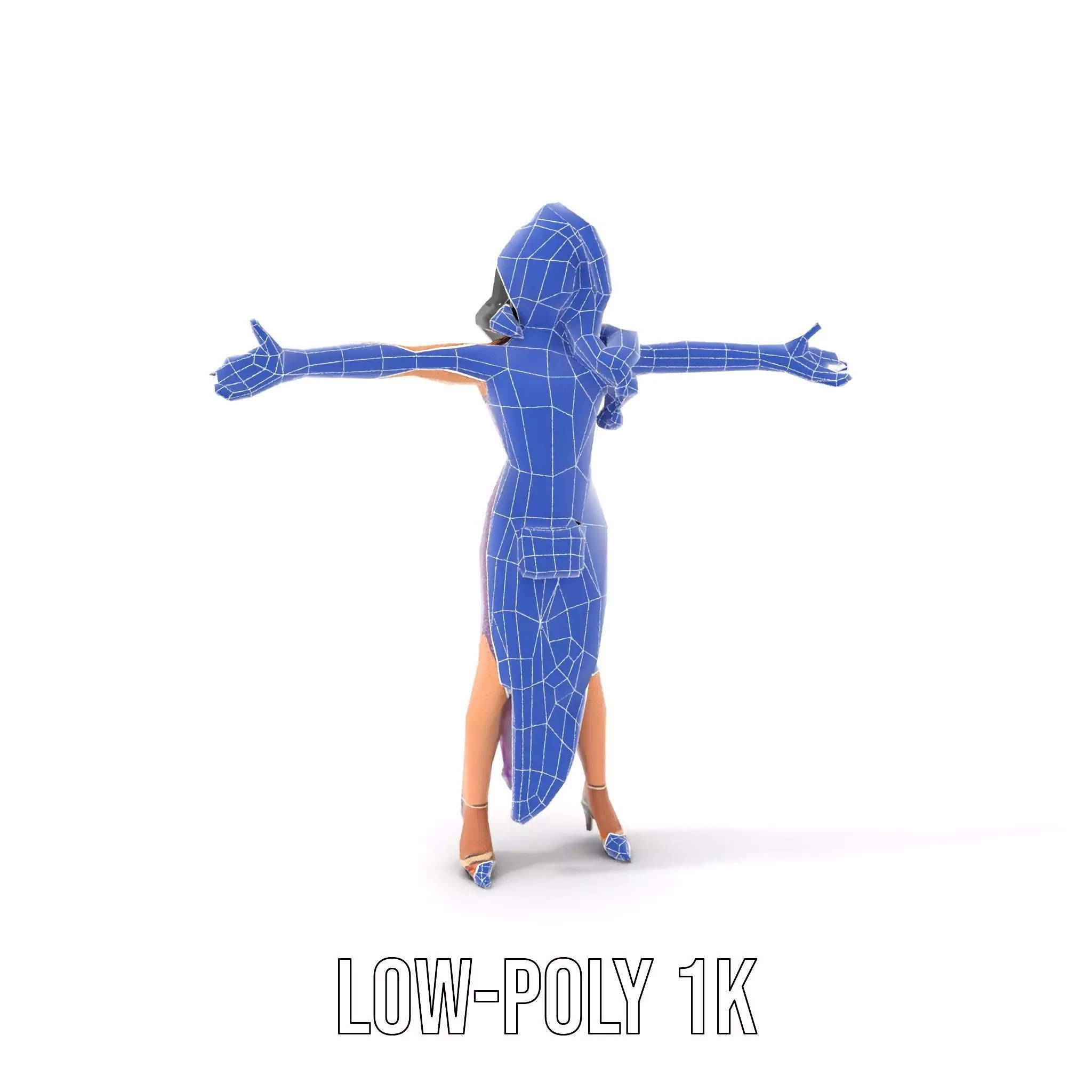 Elegant Purple Evening Dress Character Model Pack Low-poly 3D model_22