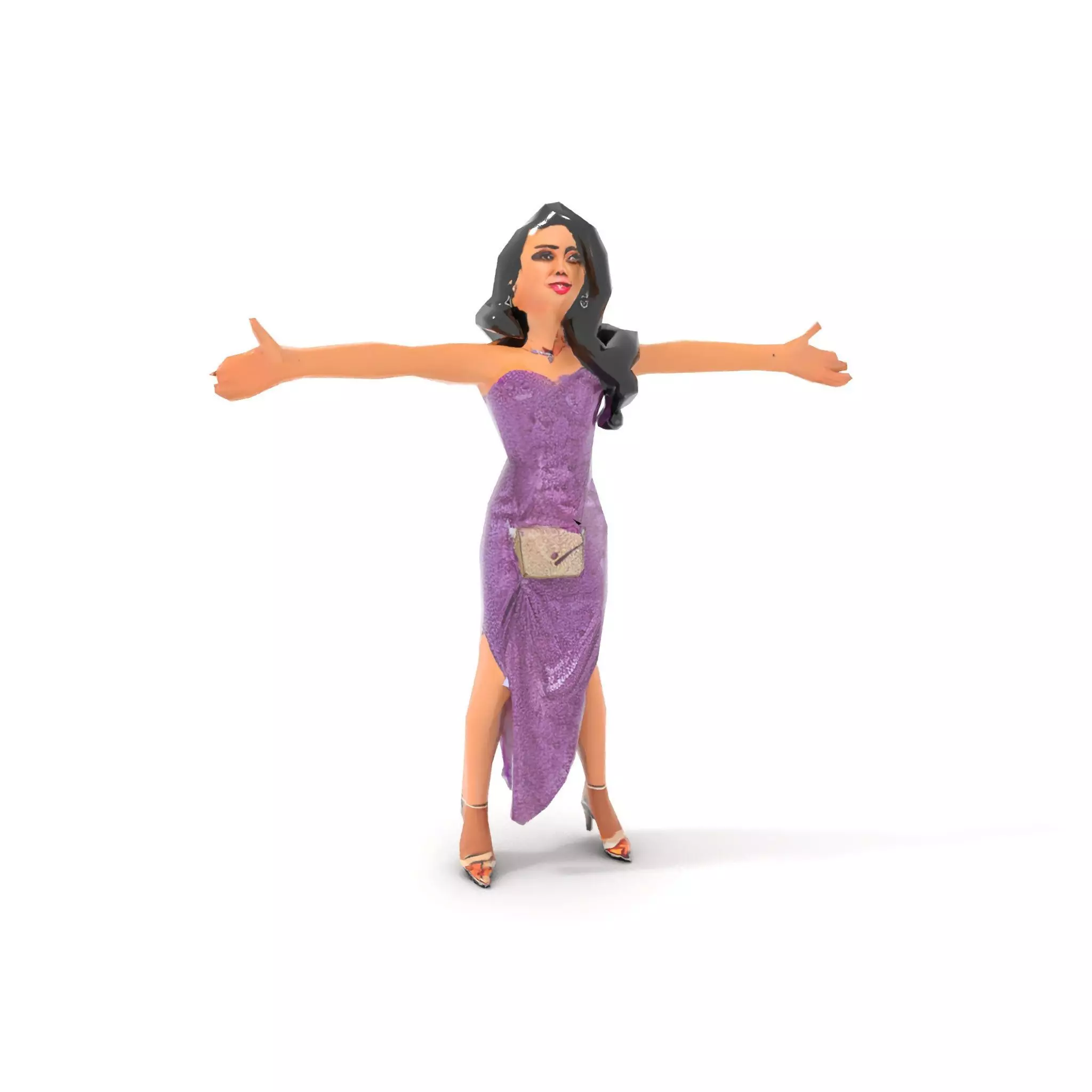 Elegant Purple Evening Dress Character Model Pack Low-poly 3D model_19
