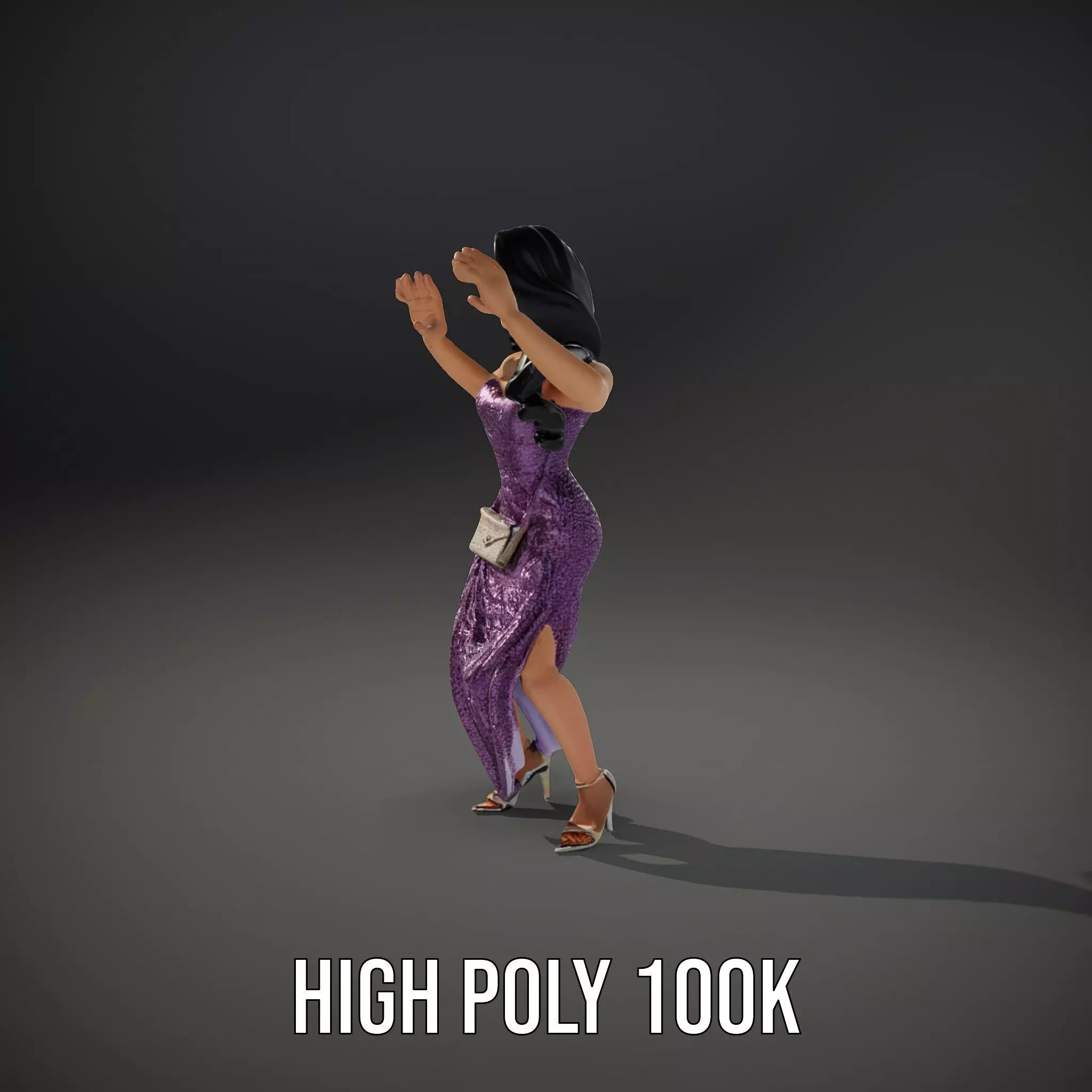 Elegant Purple Evening Dress Character Model Pack Low-poly 3D model_33