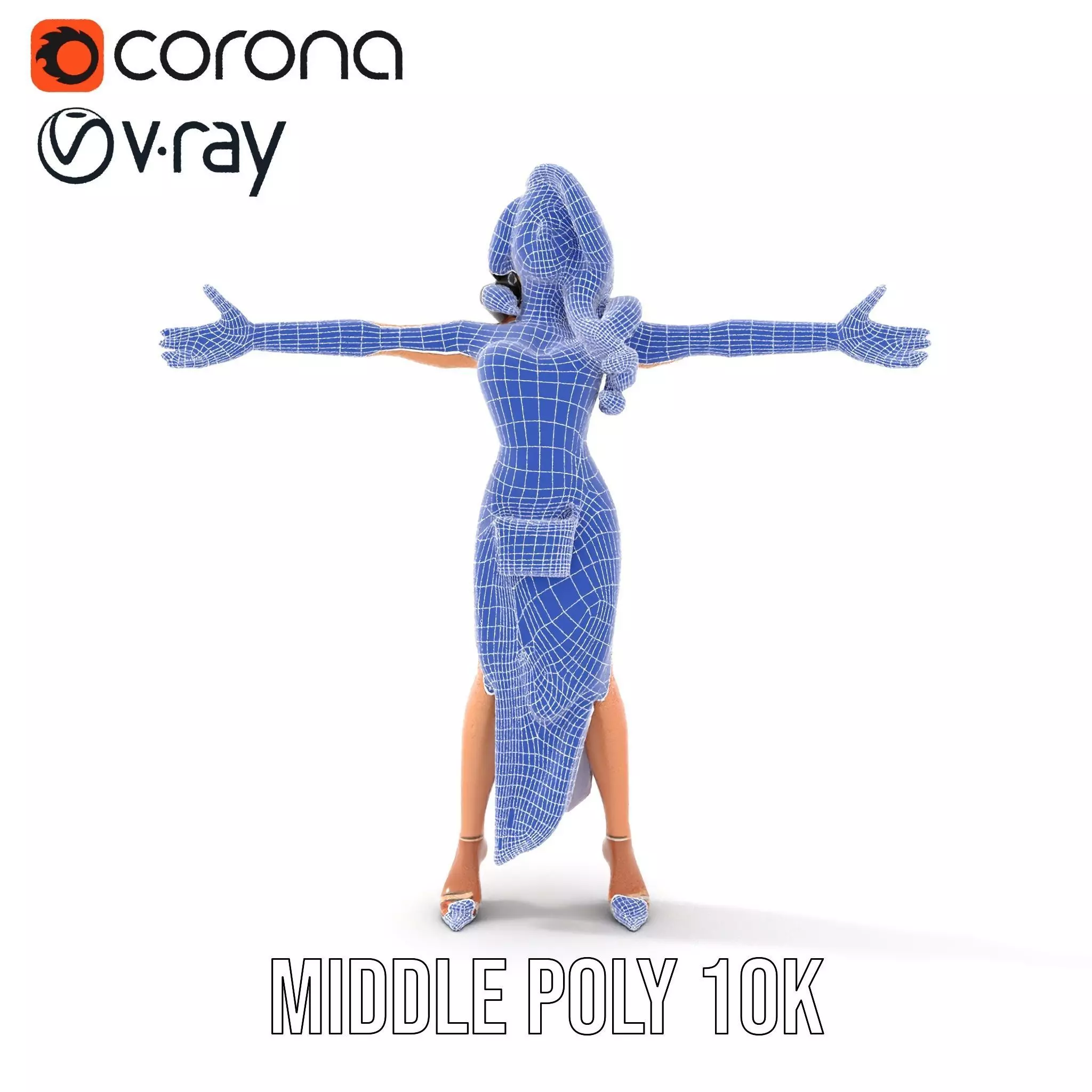 Elegant Purple Evening Dress Character Model Pack Low-poly 3D model_26