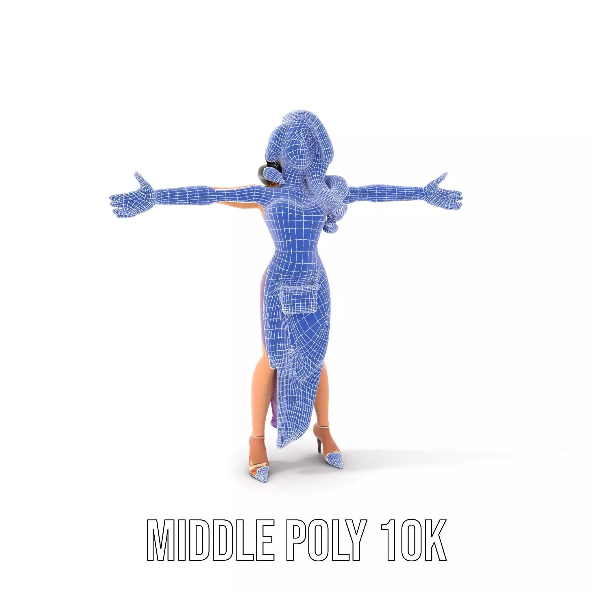 Elegant Purple Evening Dress Character Model Pack Low-poly 3D model_18