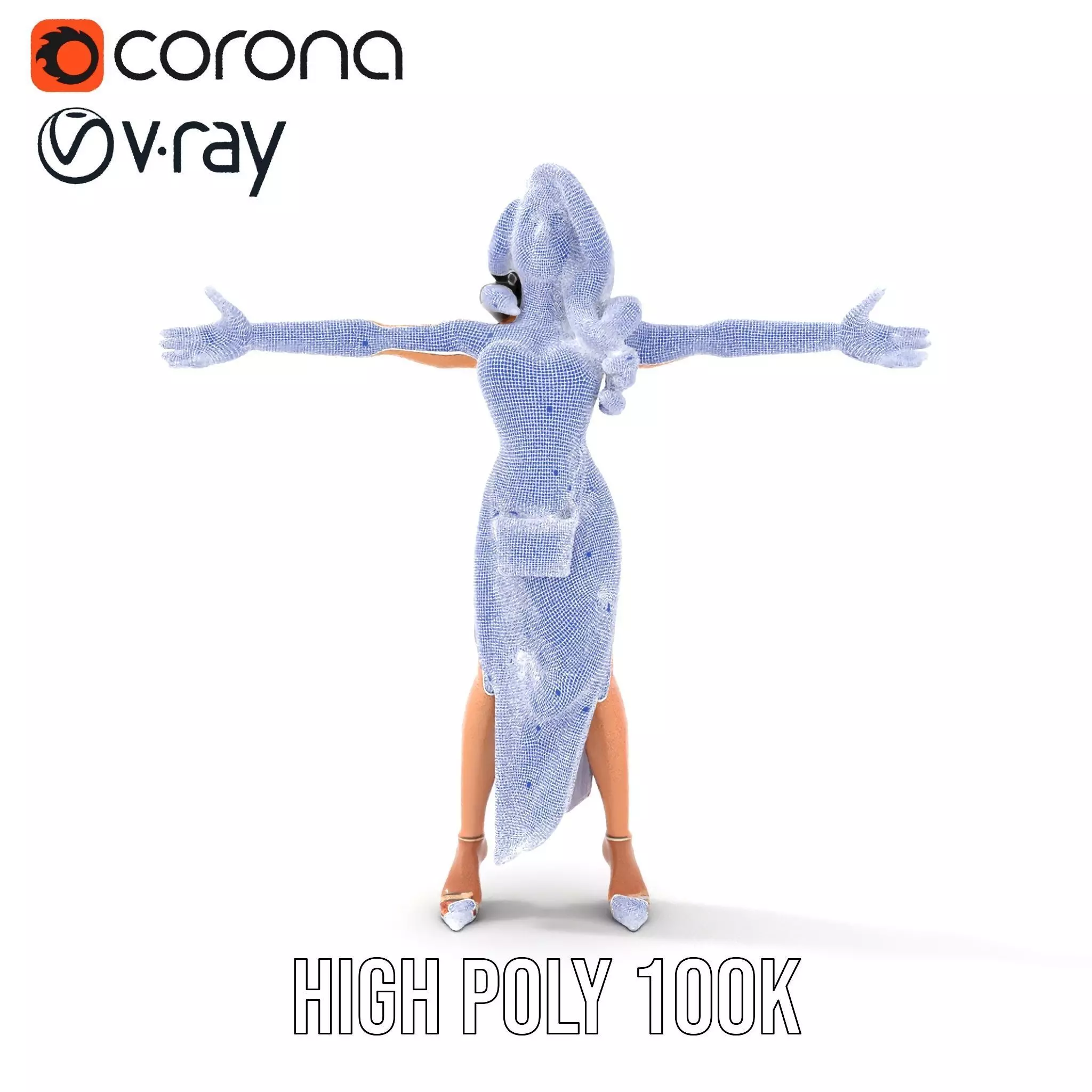 Elegant Purple Evening Dress Character Model Pack Low-poly 3D model_34