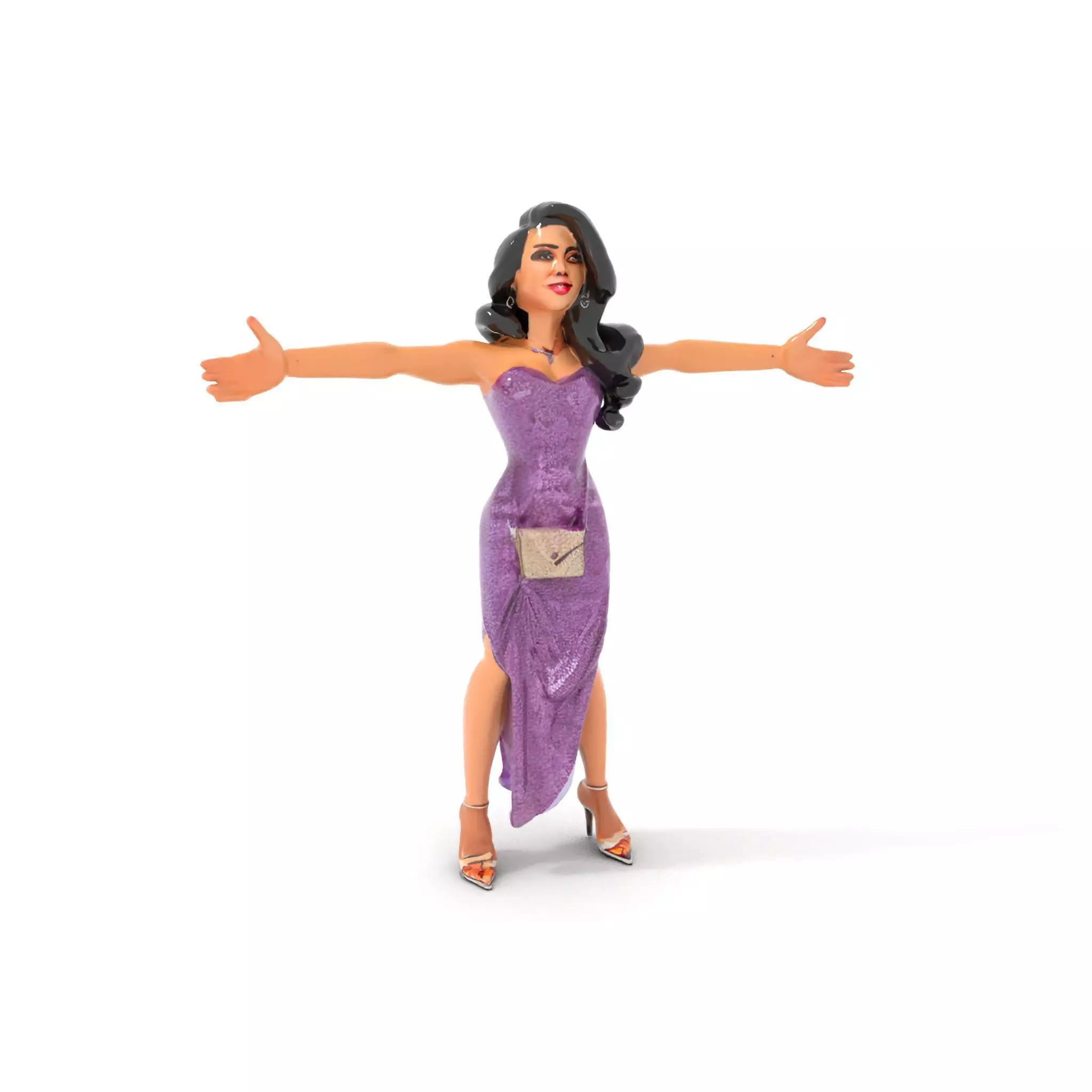 Elegant Purple Evening Dress Character Model Pack Low-poly 3D model_0