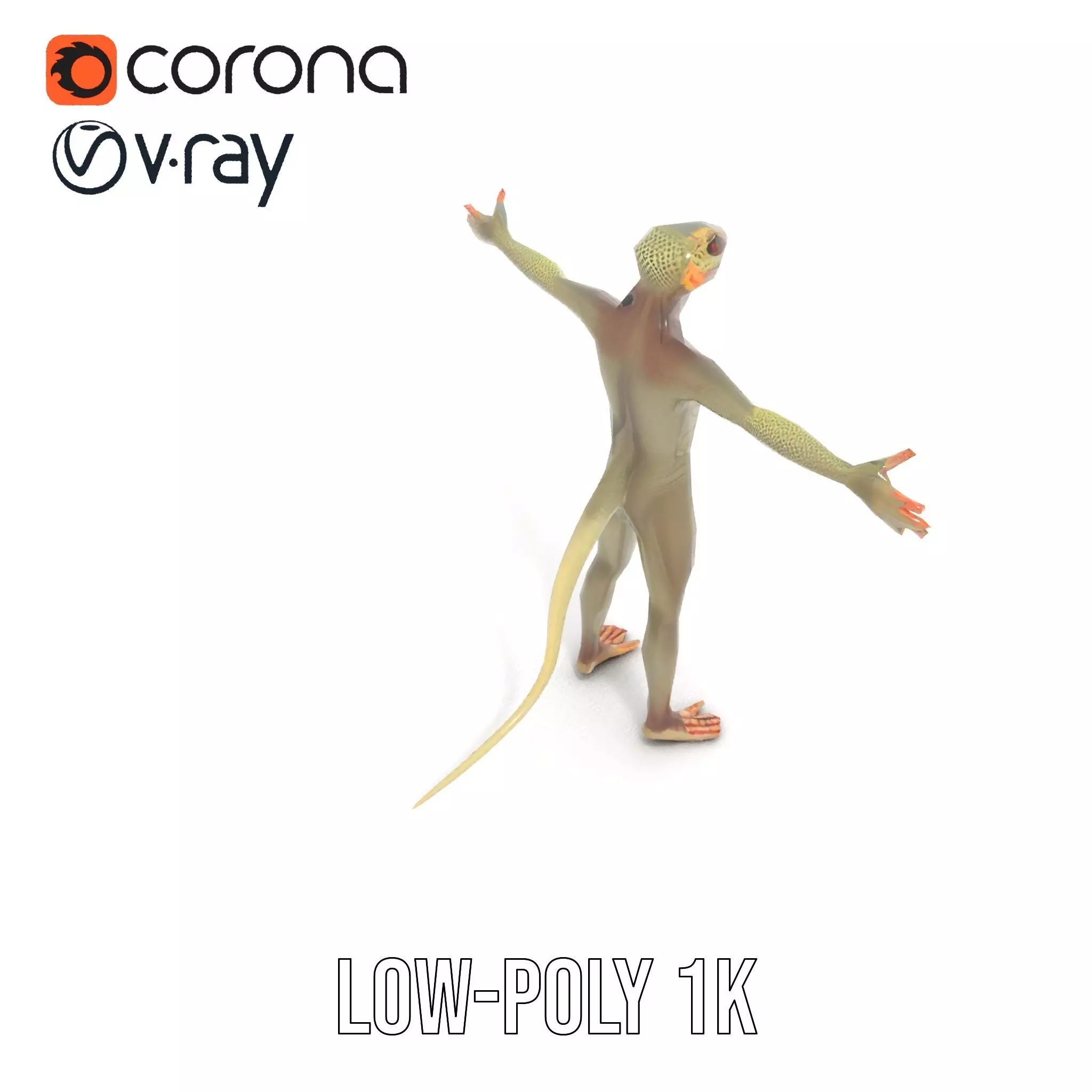 Anthropomorphic Lizard Model Pack for Game and Animation Low-poly 3D model_14